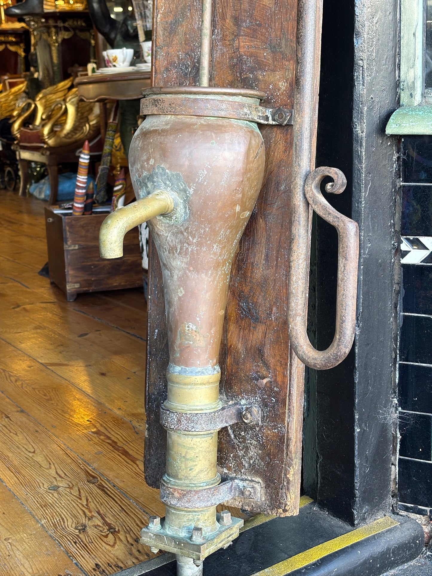 Antique Wall-Mounted Copper & Brass Water Pump (Circa 1900)