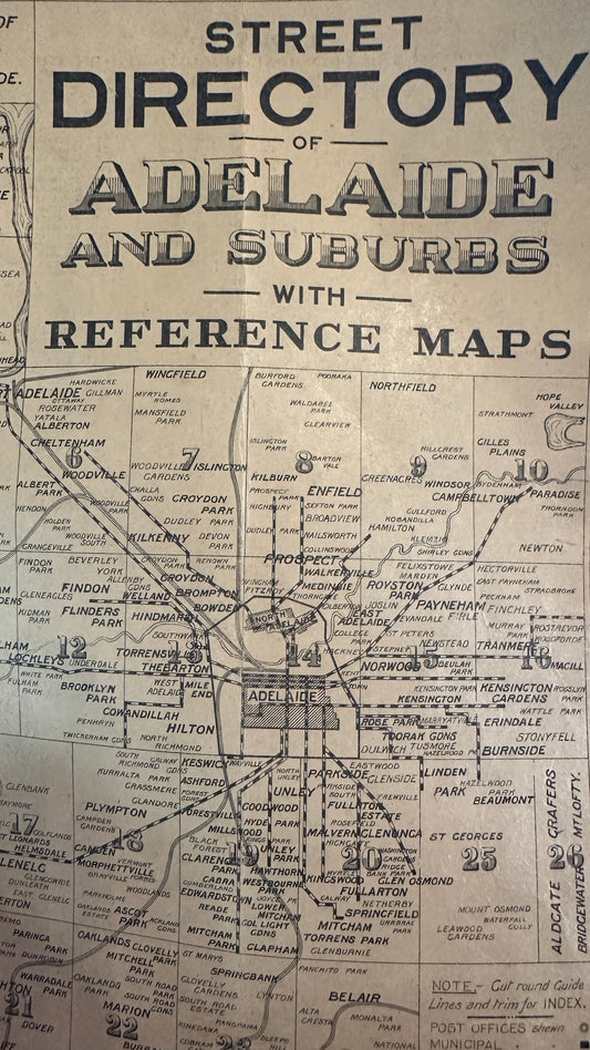 Vintage "Street Directory of Adelaide and Suburbs with Reference Maps"