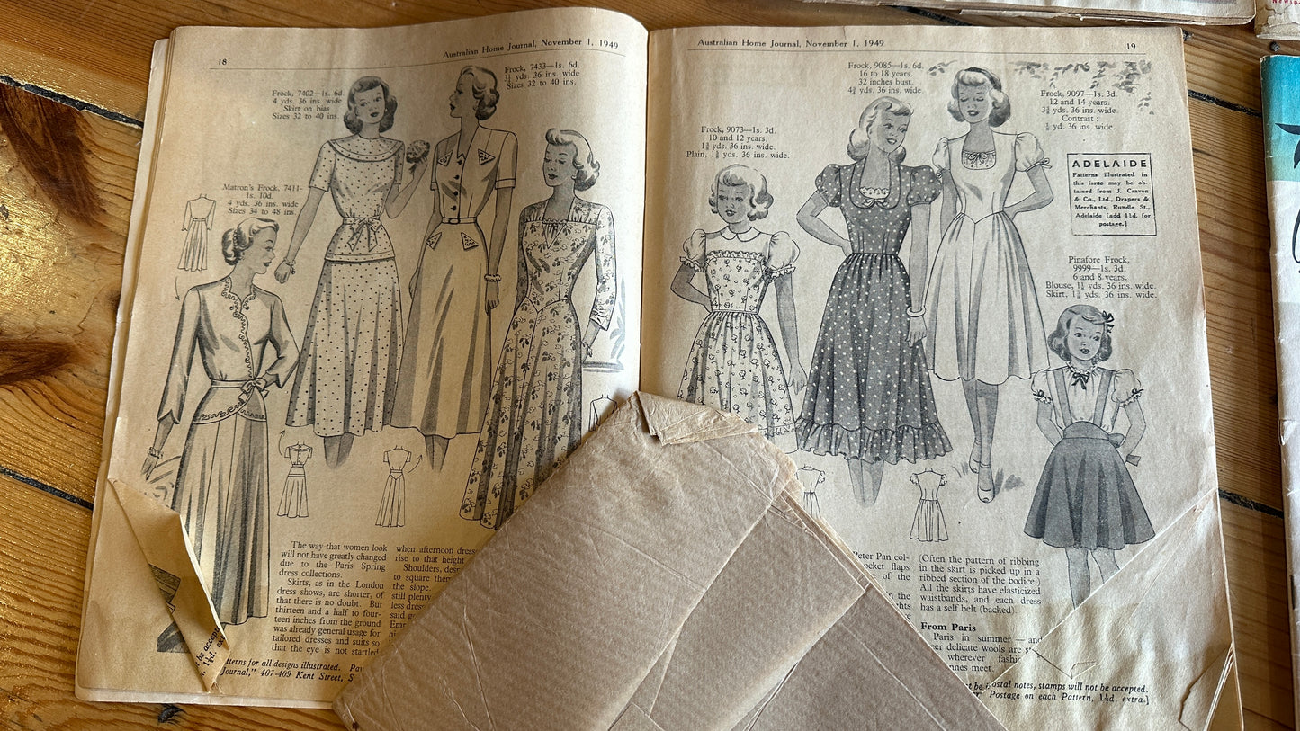 Vintage Australian Home
Journal magazines featuring knitwear and fashion patterns, $15 each