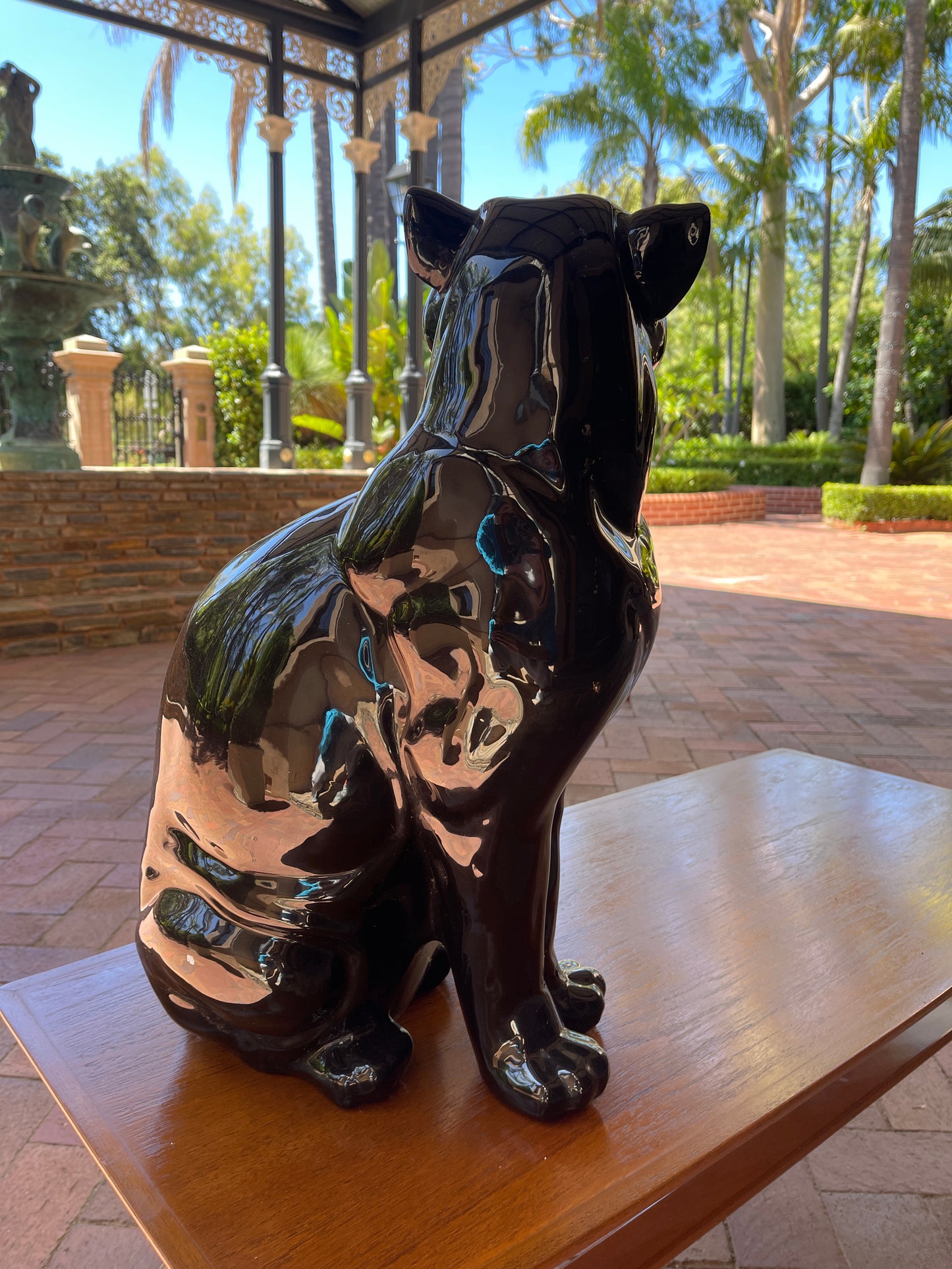 Rare Significant Mid Century Ceramic Black Panther Statue