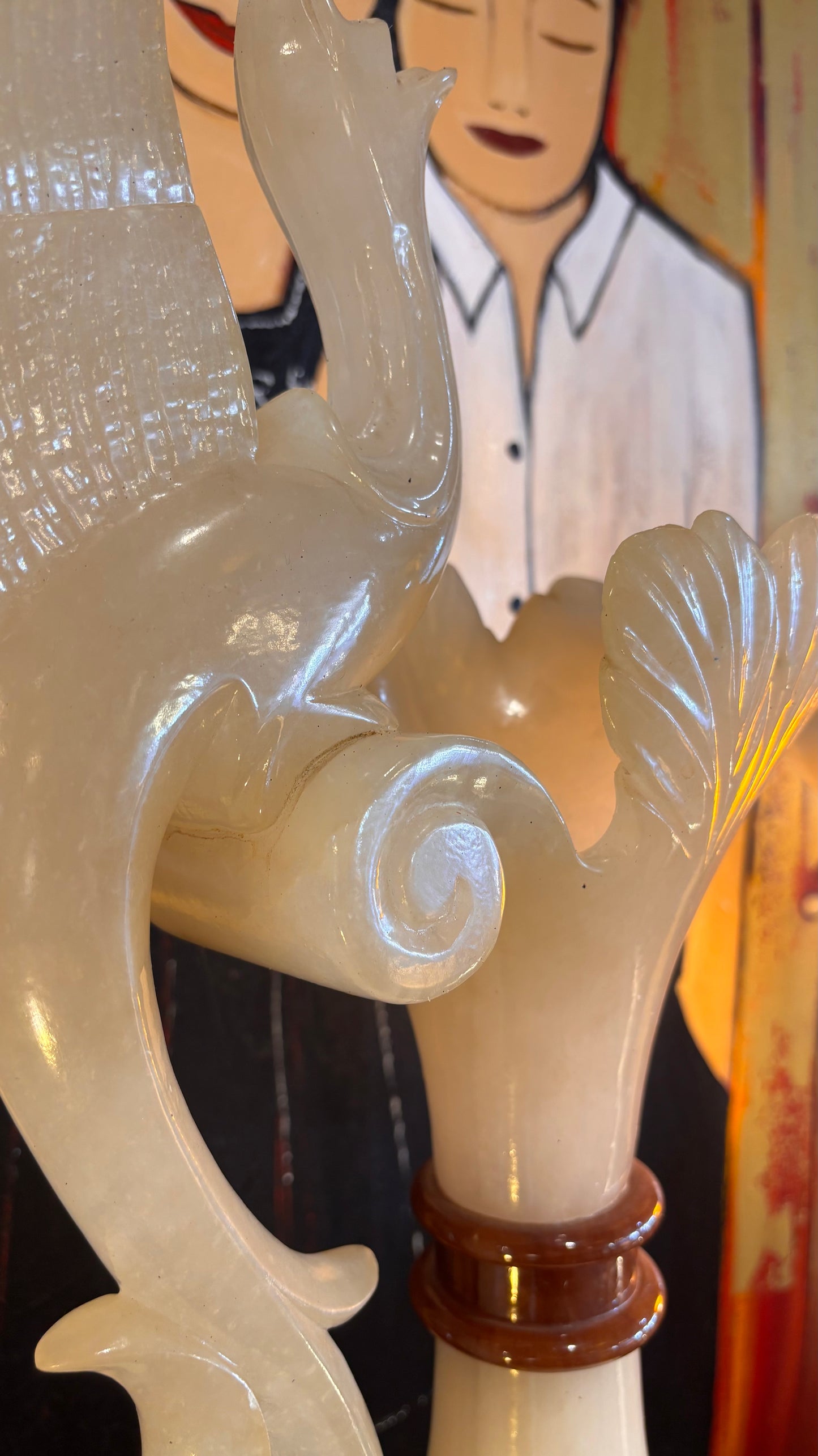 Monumental Italian Alabaster & Onyx Ewer Vase – c.1950s–1970s – 105cm