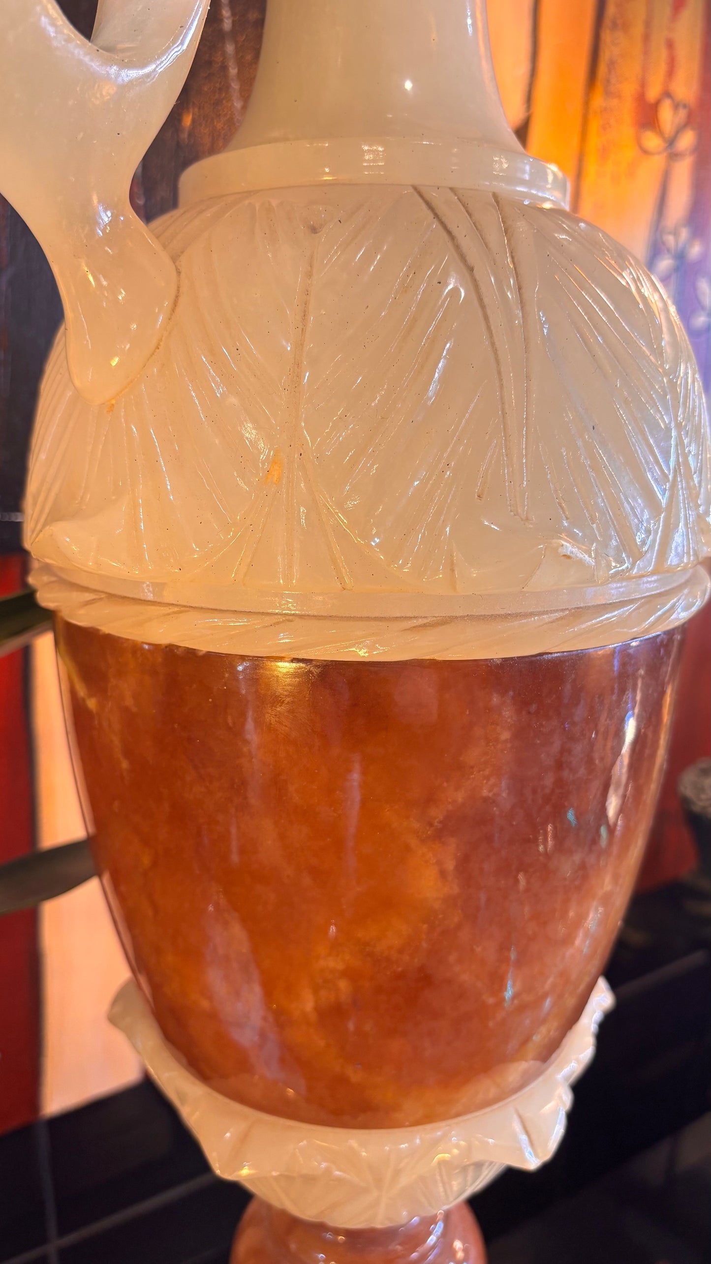 Monumental Italian Alabaster & Onyx Ewer Vase – c.1950s–1970s – 105cm