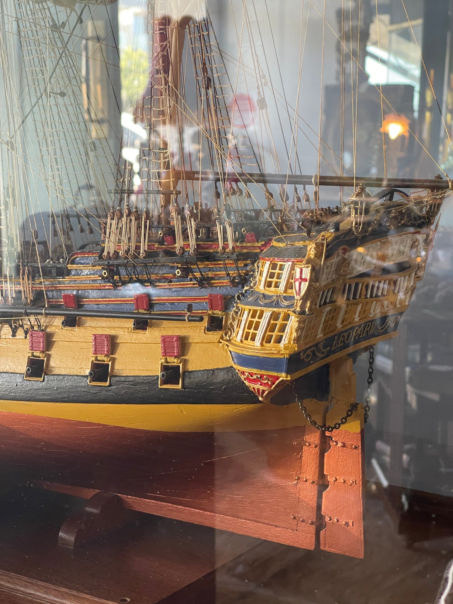 Huge Hand-Made Model Ship In Glass Display Case