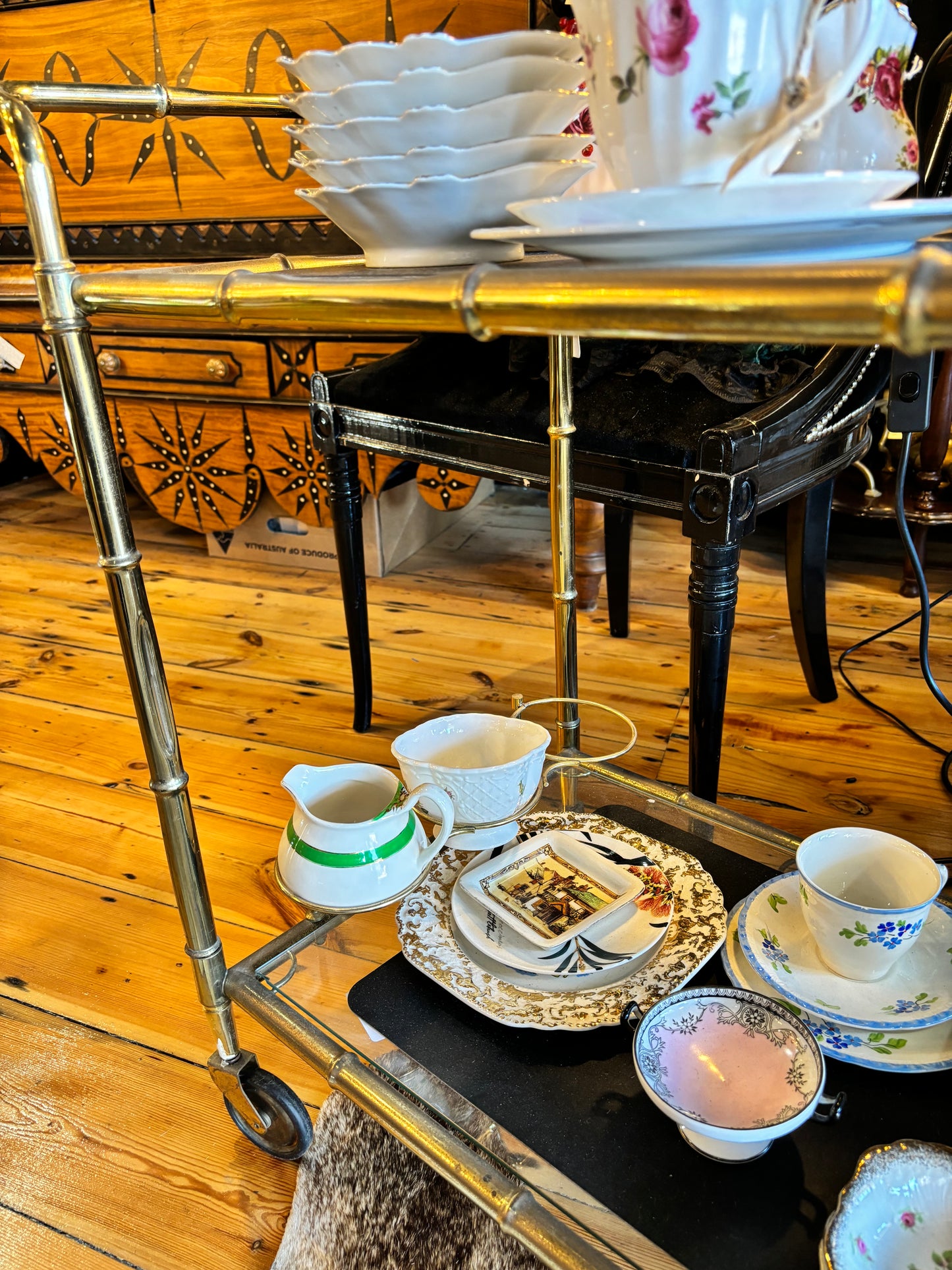 Elegant Brass Drinks Trolley