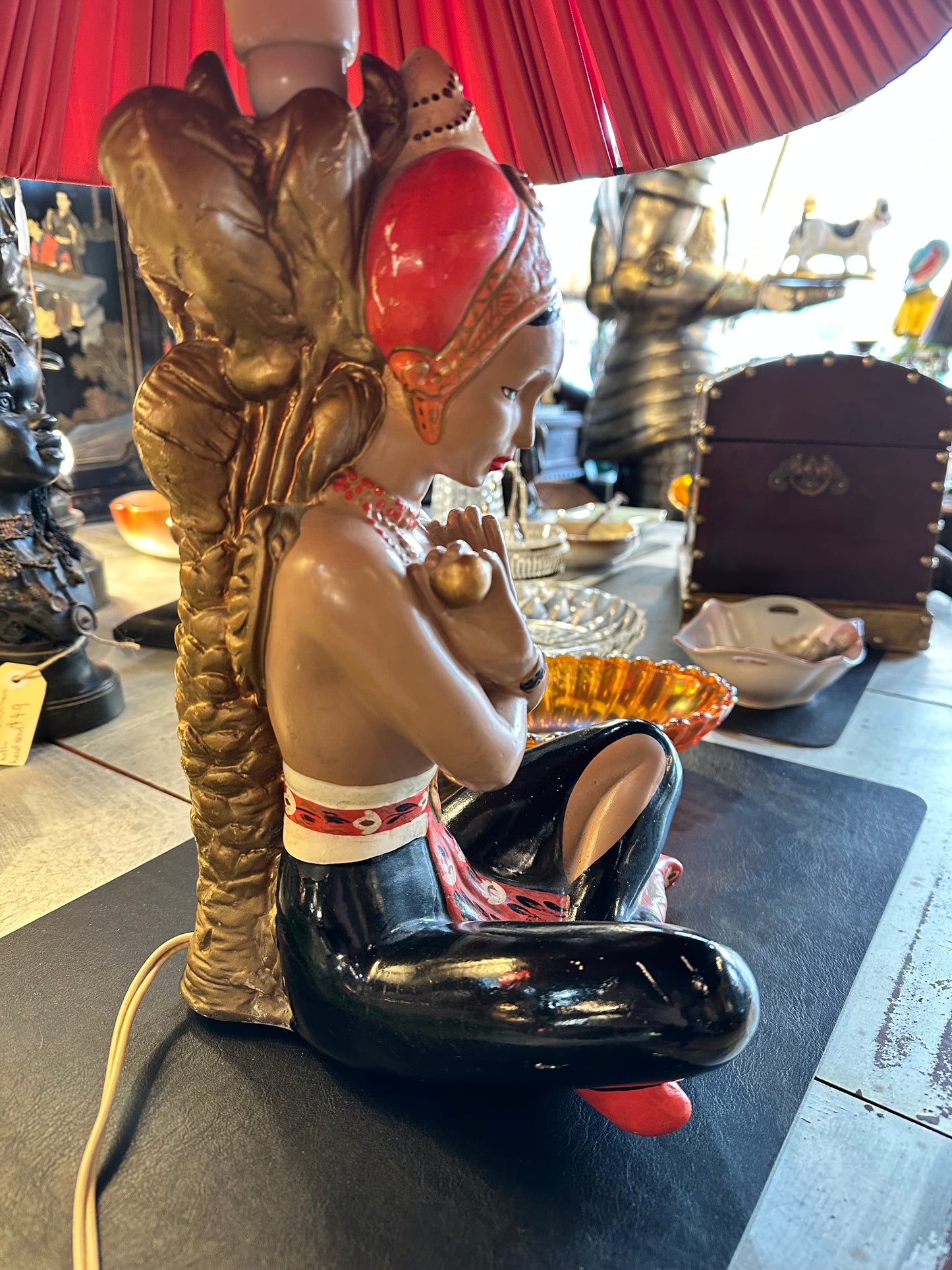 Persian Lady Lamp with Shade, 1950s