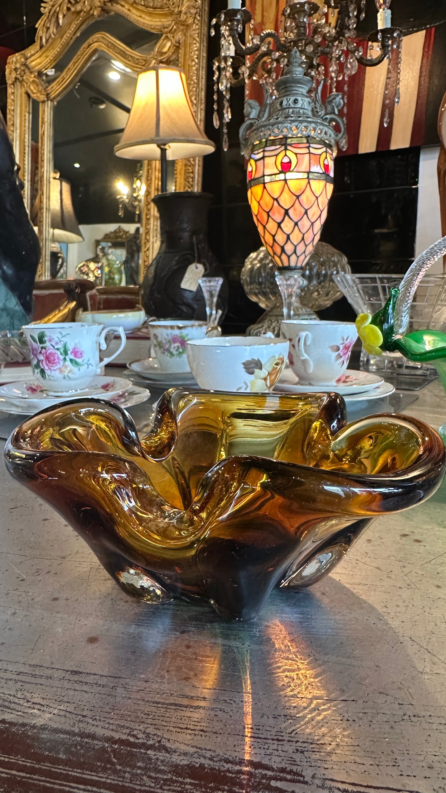 Vintage Art glass bowl Murano Style 1970s