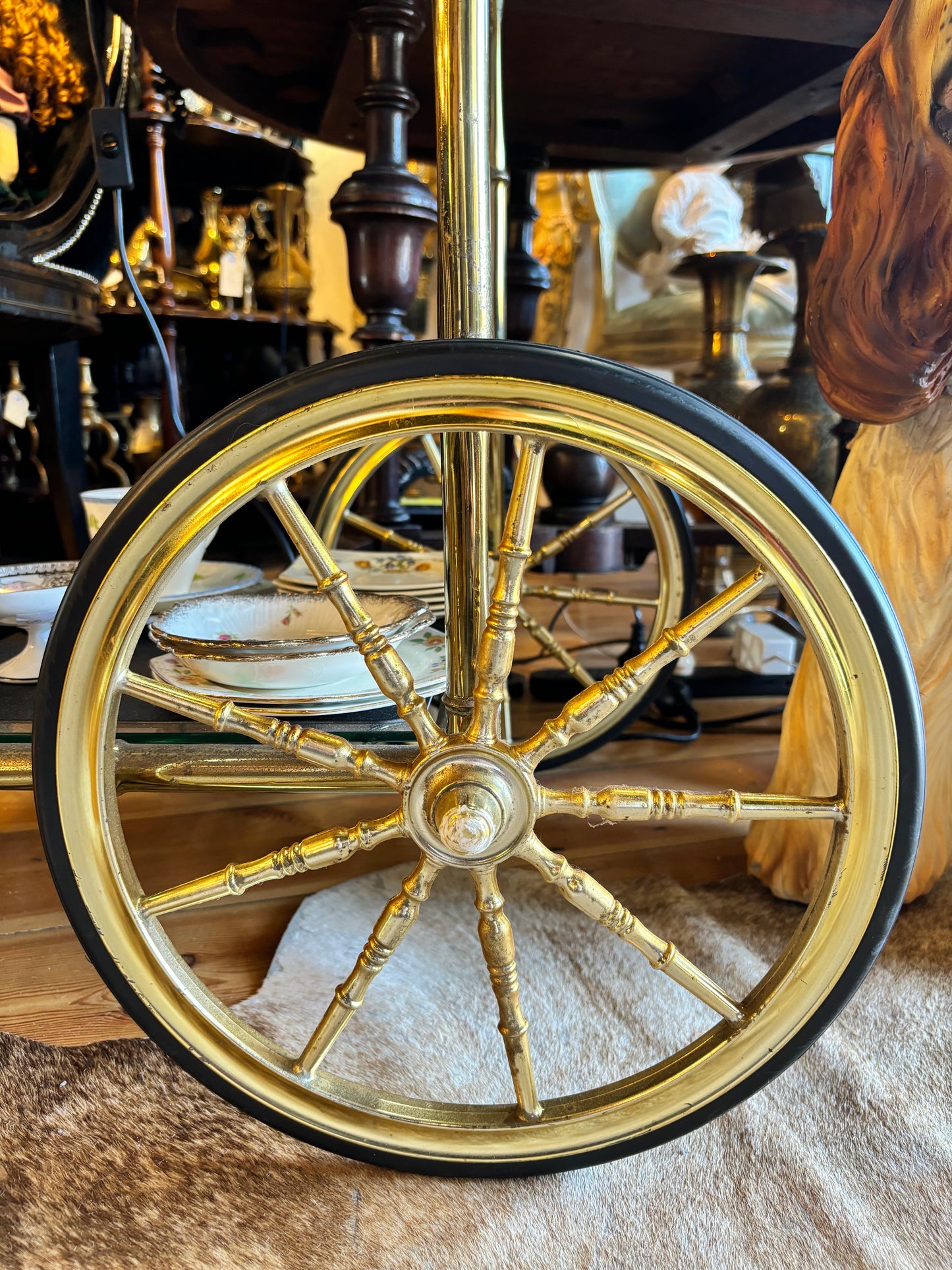 Elegant Brass Drinks Trolley