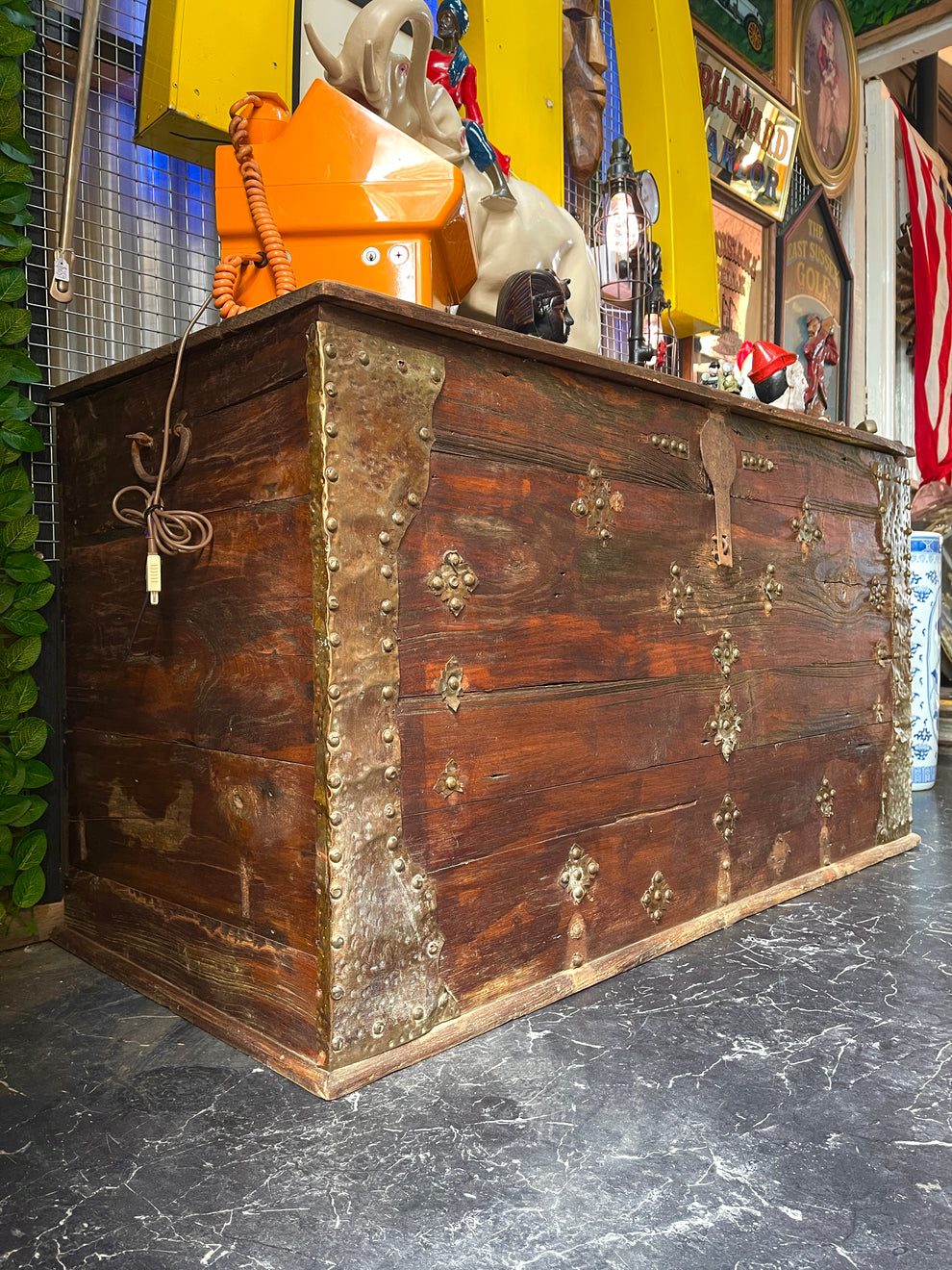 Massive Antique Rustic Treasure Chest Trunk – Handcrafted Wooden Stora ...