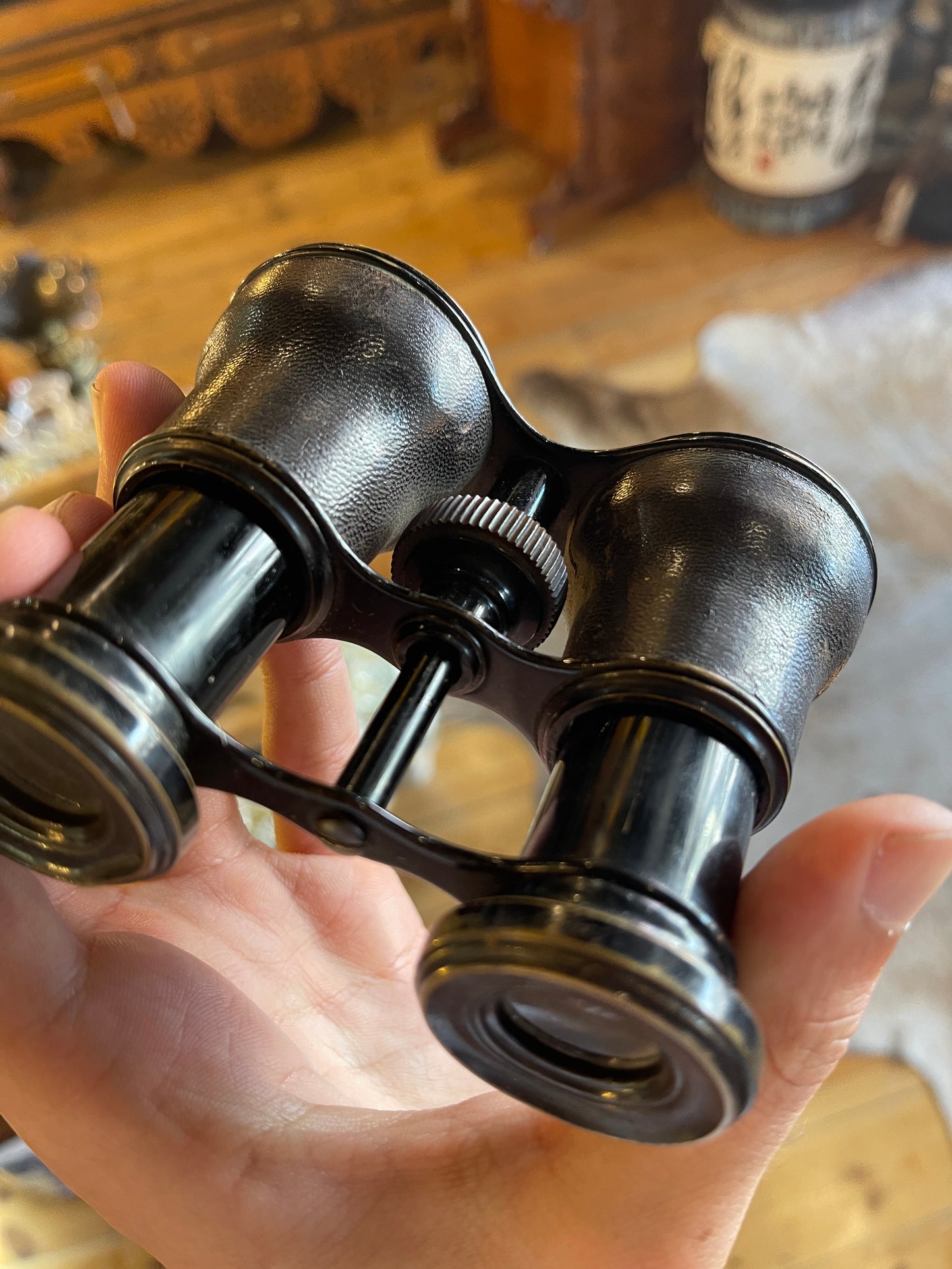 Antique Black Opera Glasses Binoculars with Leather Case – Circa 1900