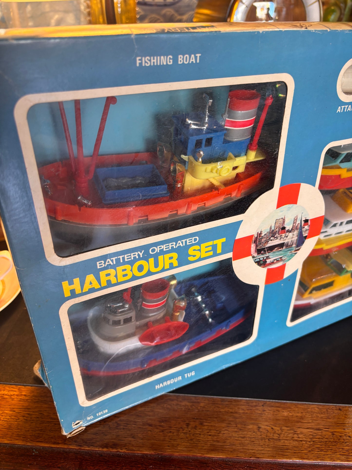 Vintage 1960s Battery Operated Harbour Set with Energy Motor – Boxed Hong Kong Toy Boats
