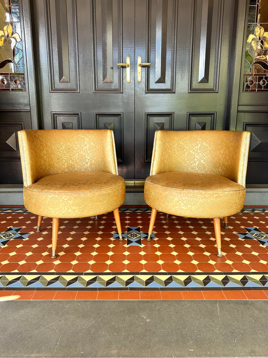 Elegant Mid Century Vinyl Cocktail Armchair (c1950)