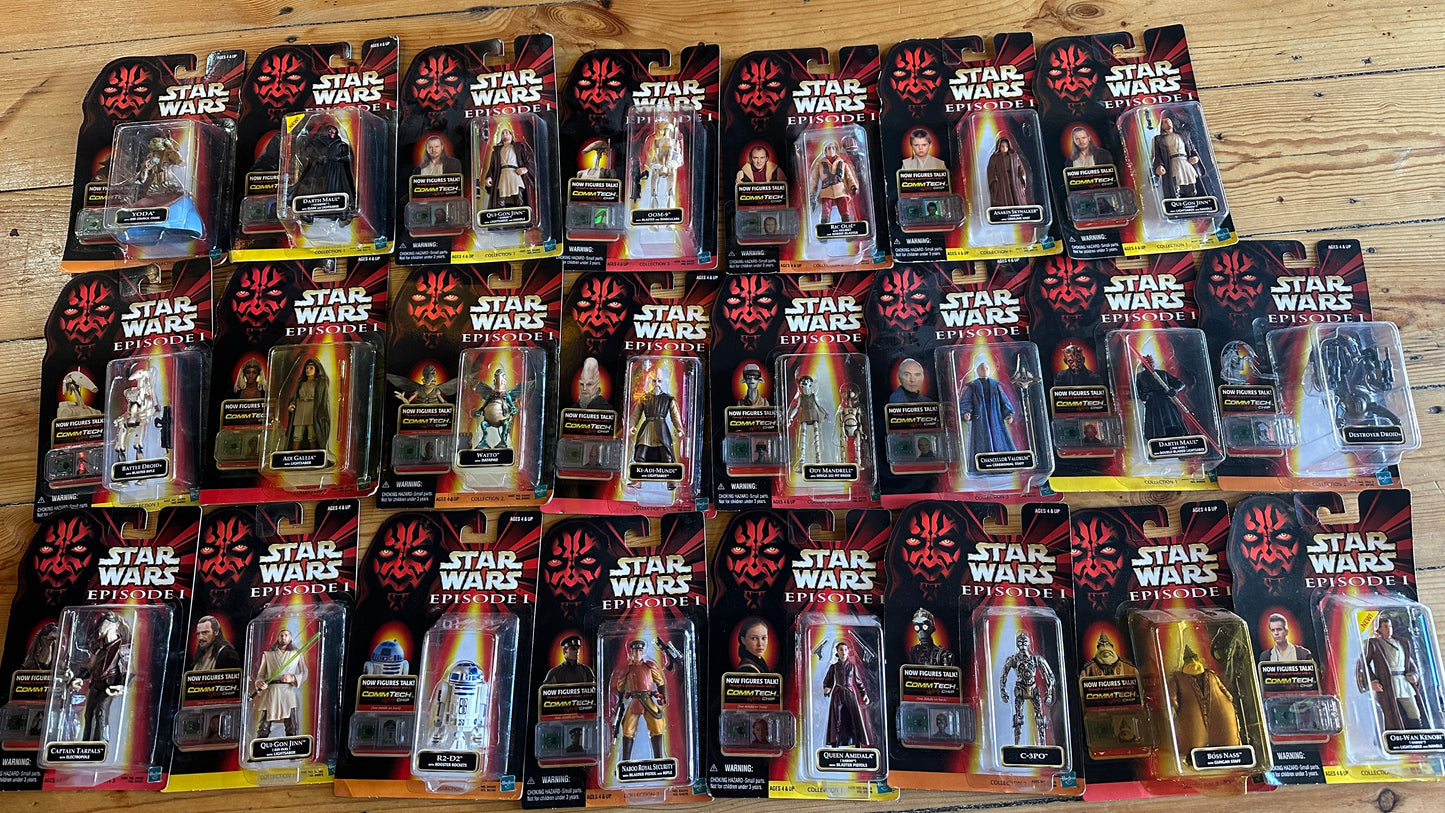 Star Wars 1998 Episode 1 Set of 24 Hasbro Collectible Comm Tech Action Figures, Avail Separately $25 each