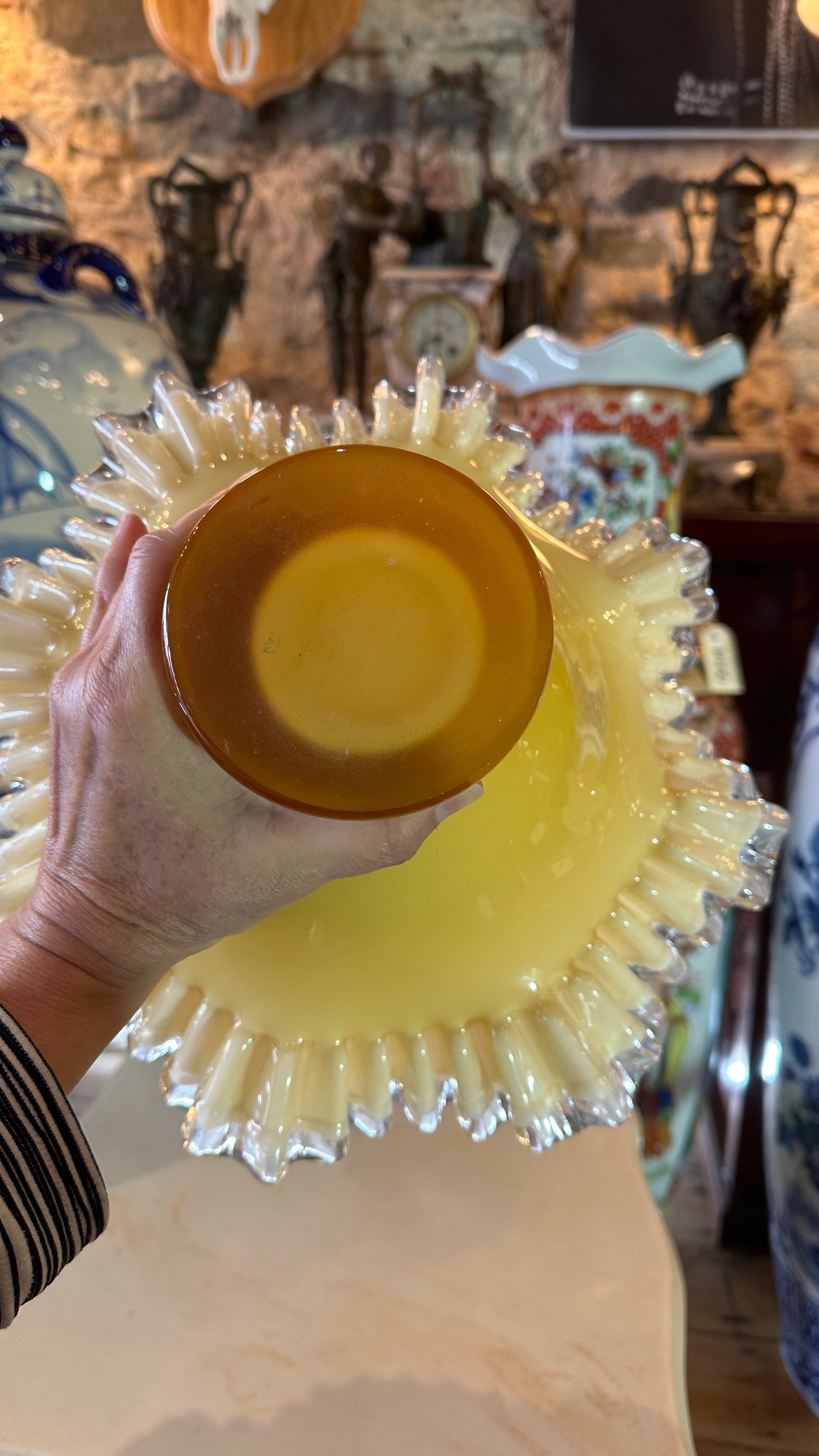 Vintage Fenton Art Glass Bowl, Mid Century