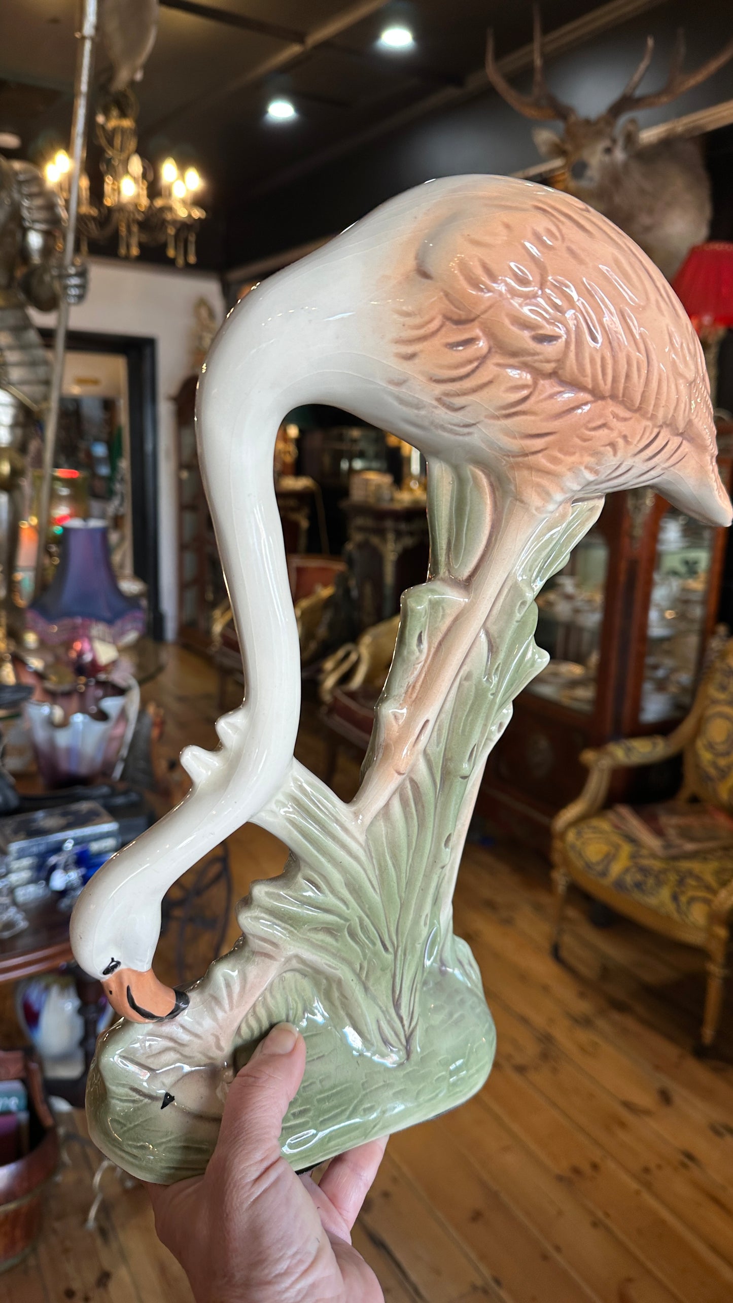 Vintage Australian Flamingo Pair – Handcrafted Ceramic Sculptures (Magill Ceramics SA) $329 PAIR