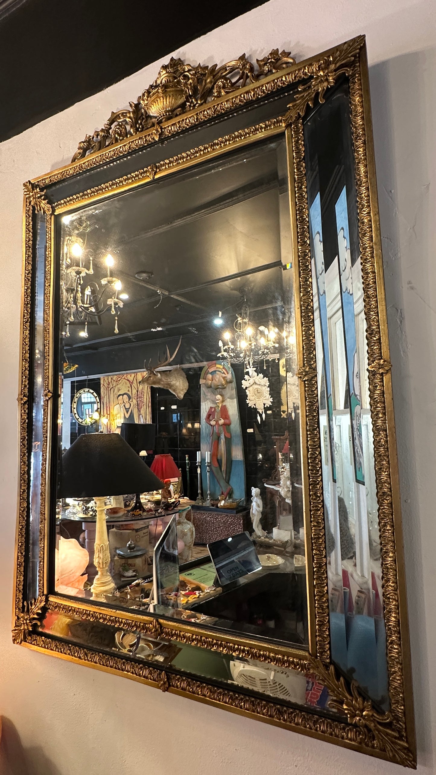 French Napoleon III style mantle mirror with a gold/gilt frame