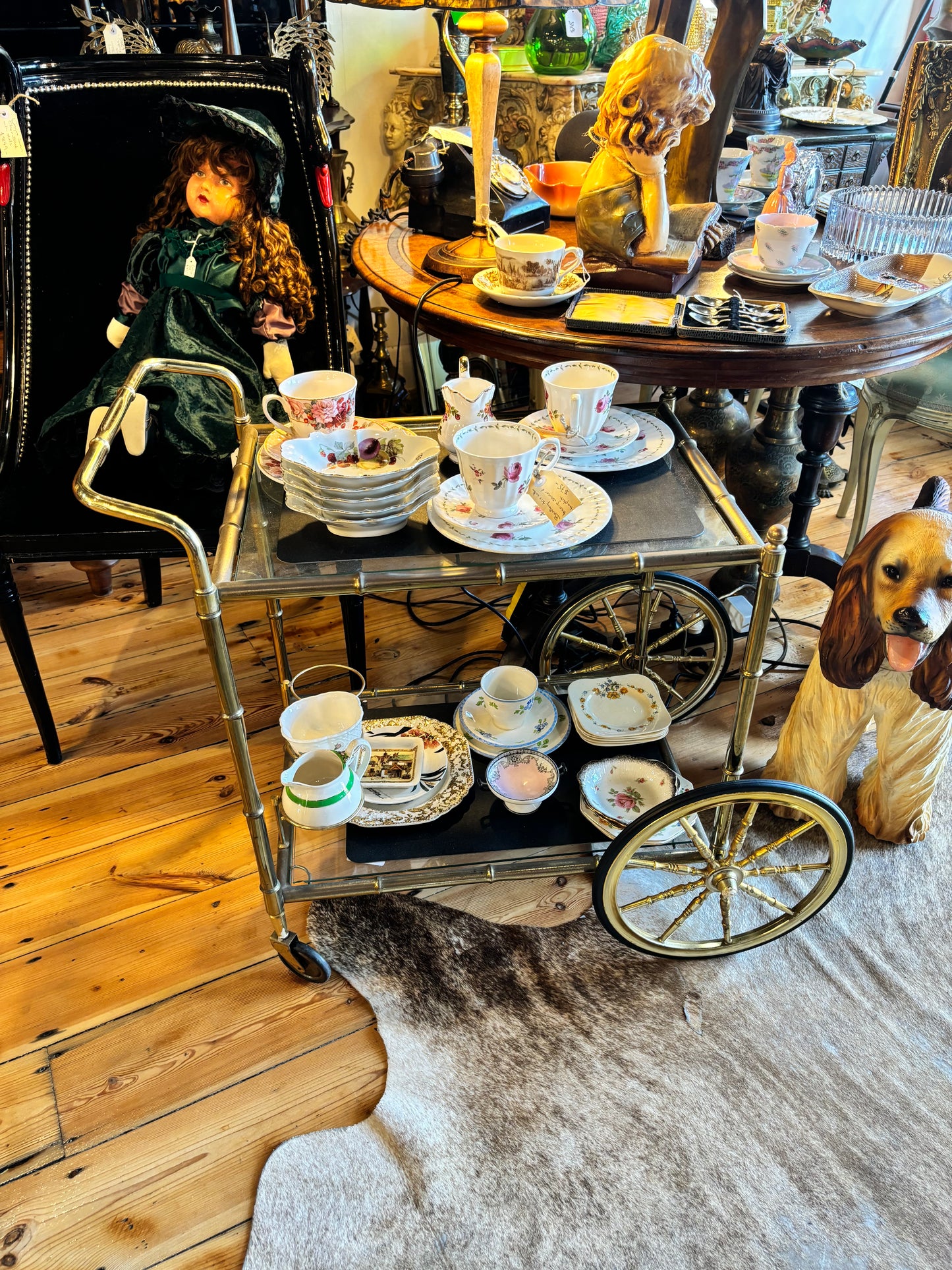 Elegant Brass Drinks Trolley