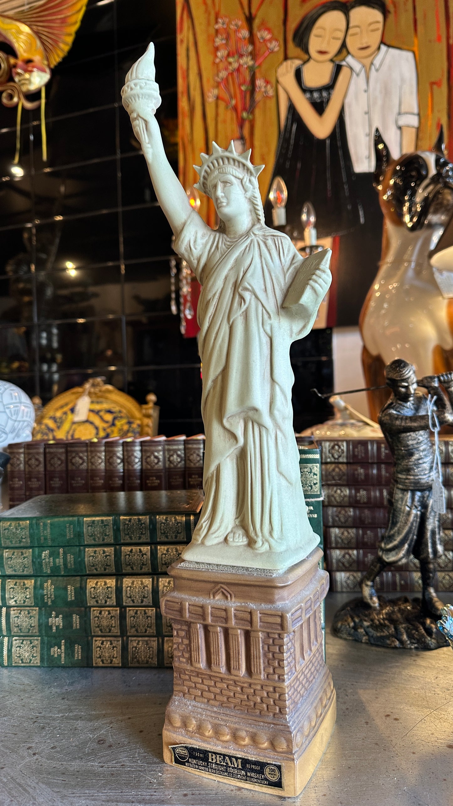Vintage Jim Beam Statue of Liberty Commemorative Whiskey Decanter Bottle