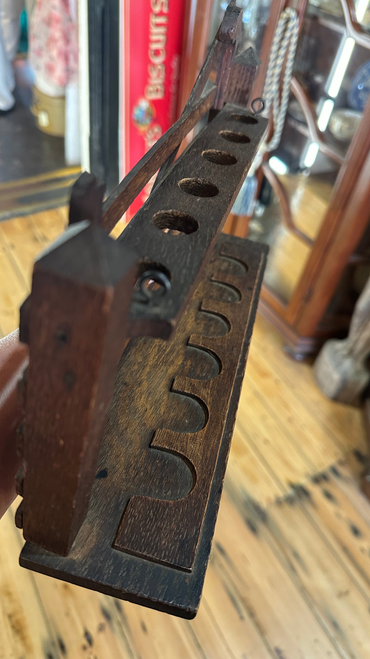 Vintage Wooden Gate Smoking Pipe Rack