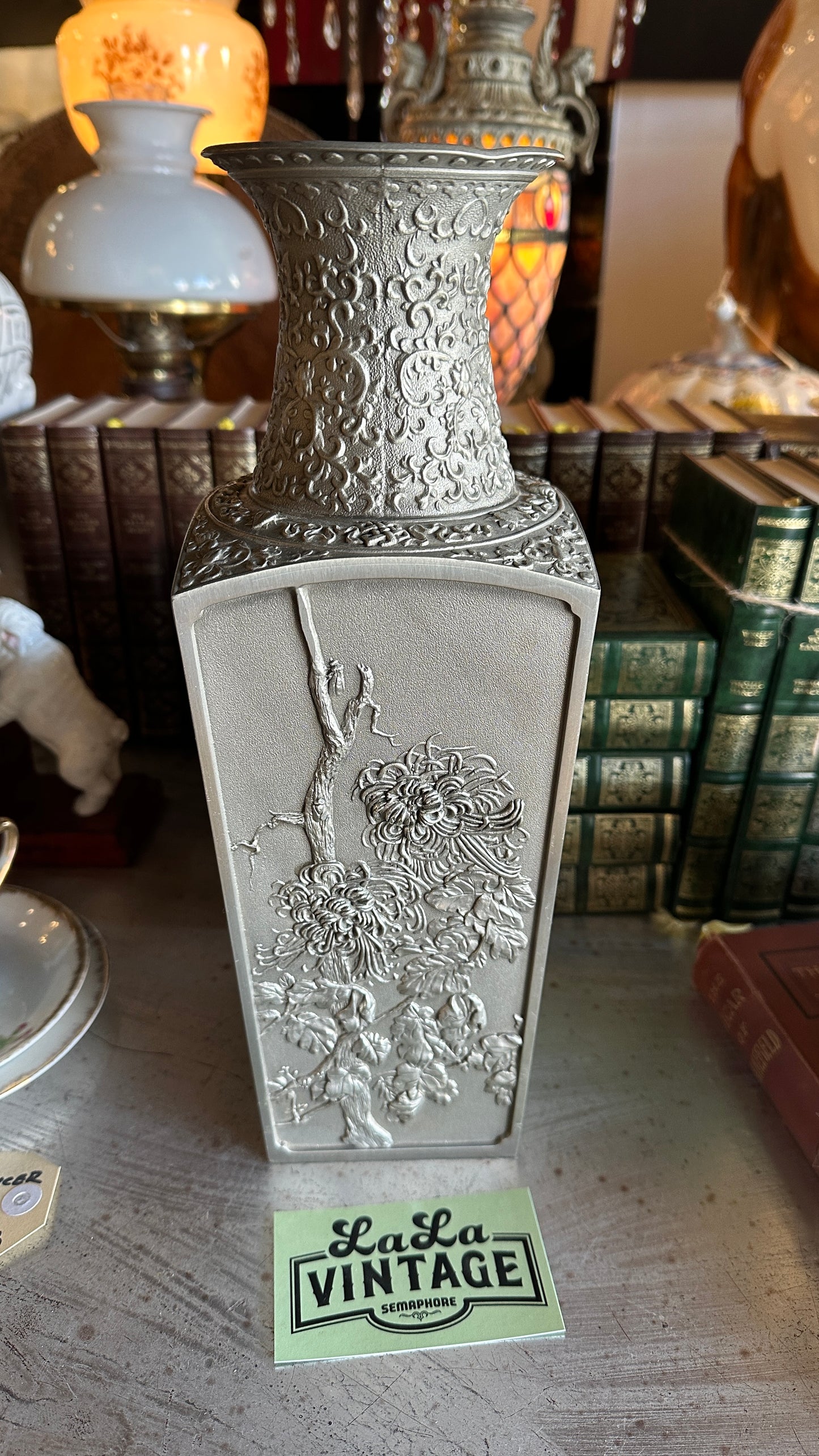 Authentic Royal Selangor Large "Four Seasons" Pewter Vase (33cm)