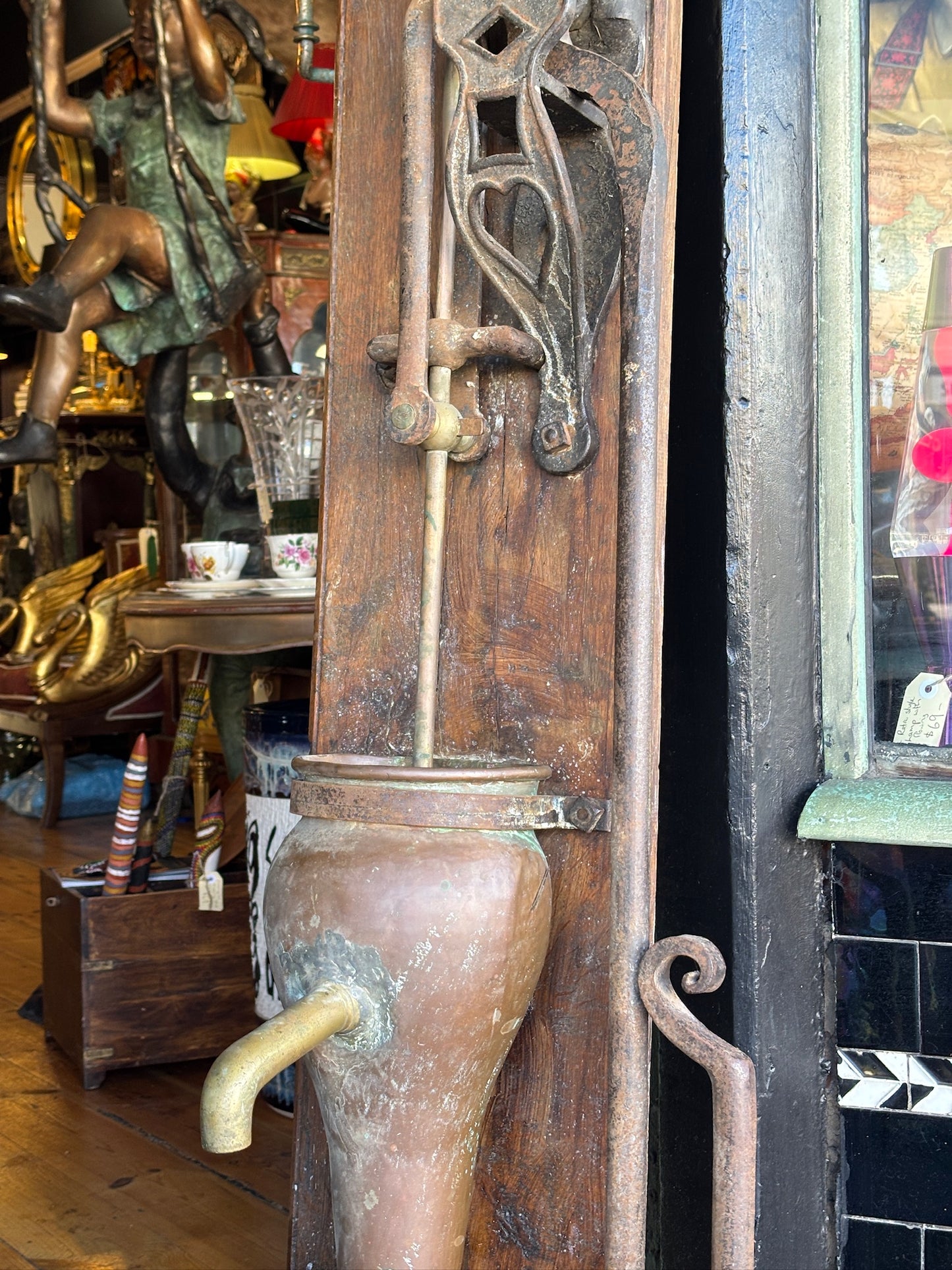 Antique Wall-Mounted Copper & Brass Water Pump (Circa 1900)