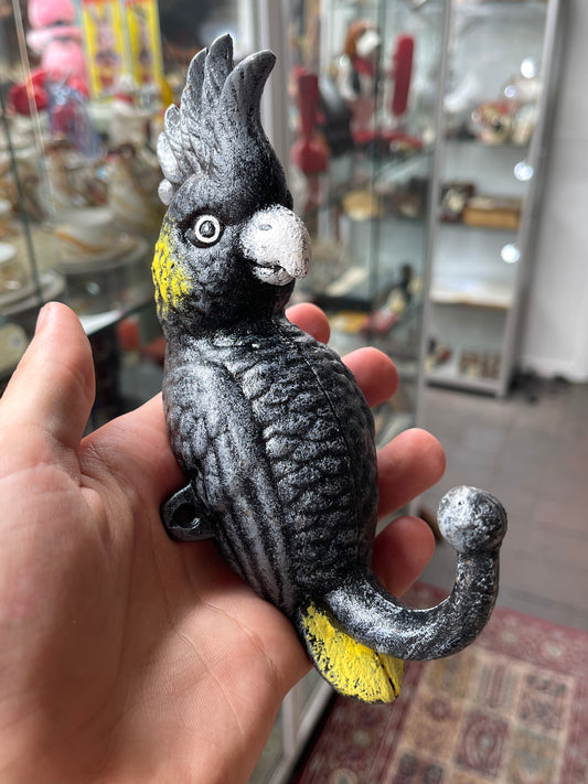 Cast Iron Yellow-Tailed Black Cockatoo Wall Hook – Priced Each (Many Available)