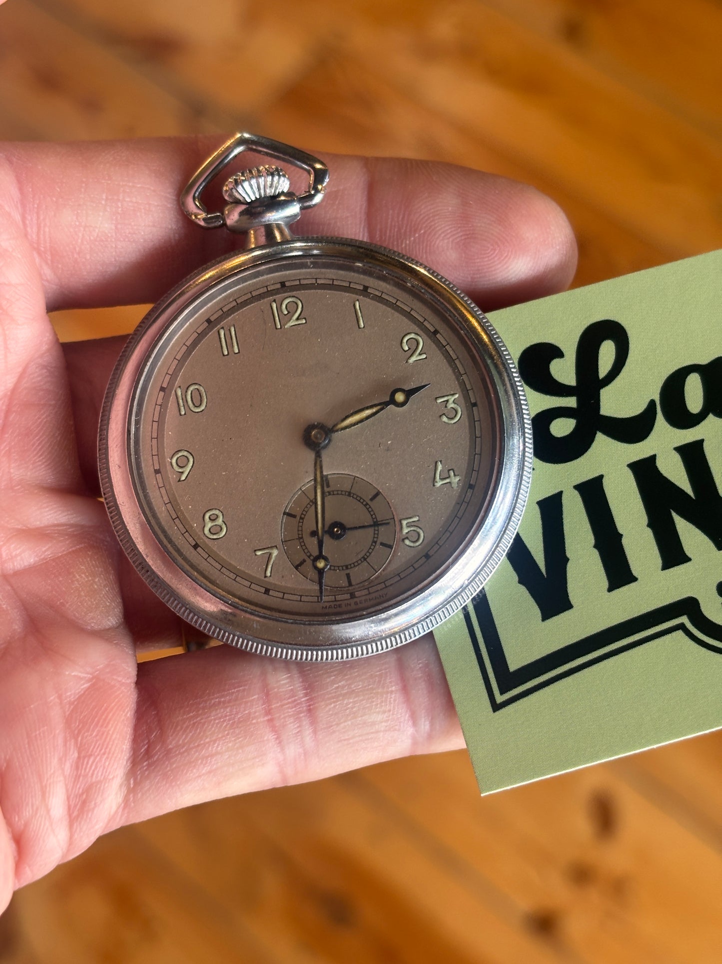 Vintage German Pocket Watch – Luminous Arabic Dial – Sub Seconds – c.1940s–1950s – Made in Germany