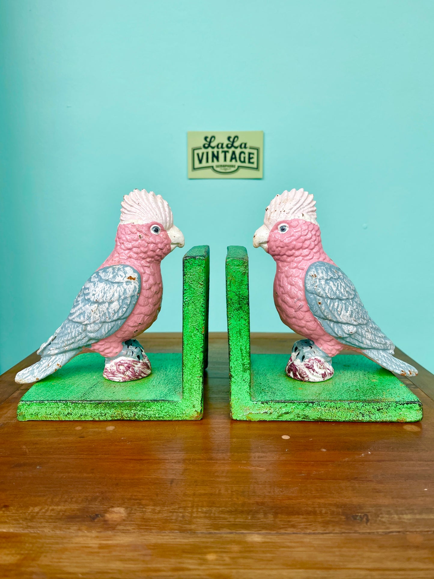 Cast Iron Galah Bird Bookends