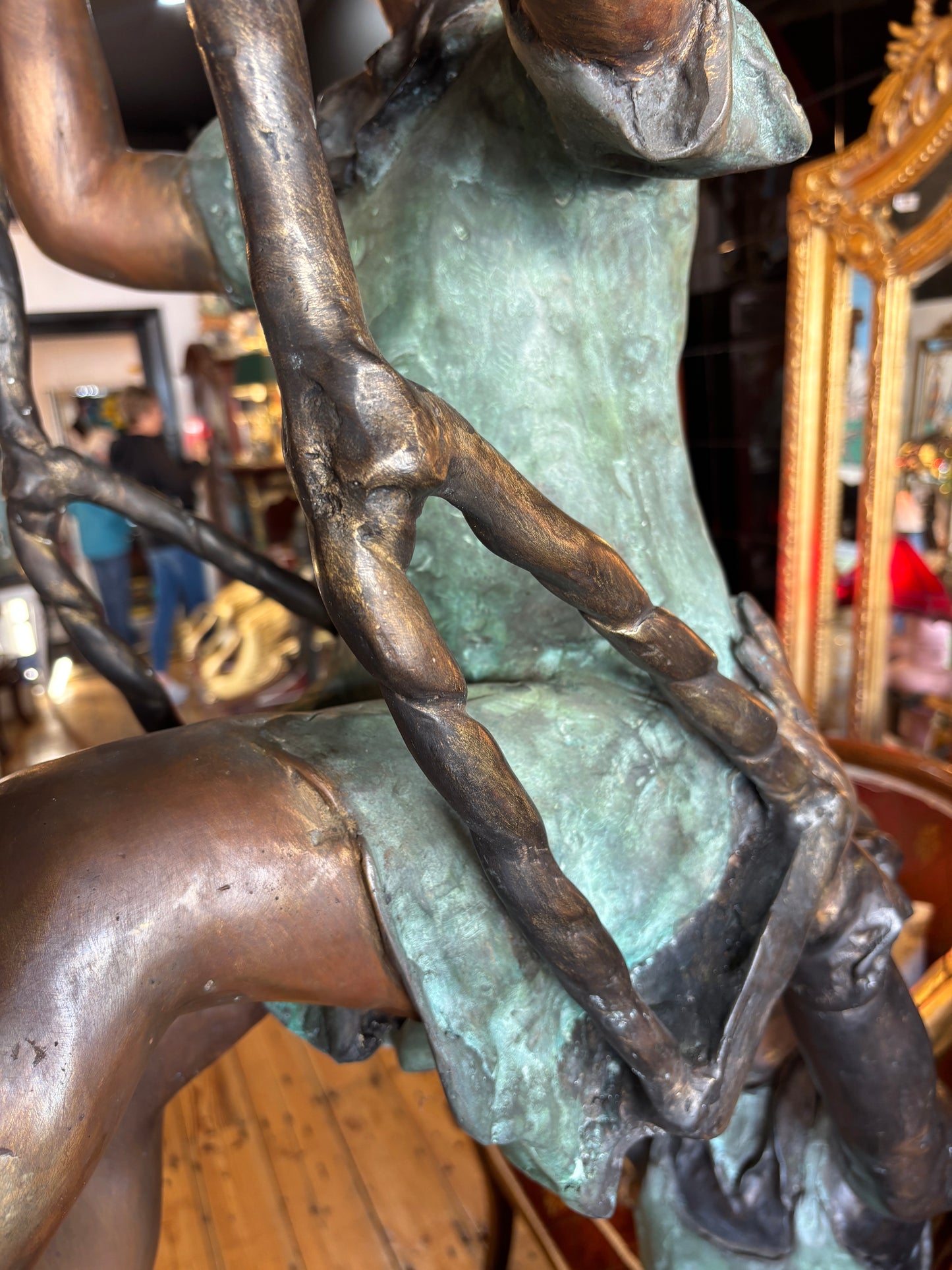 Life-Size Bronze Sculpture: Children on Swing - Monumental Garden Statue