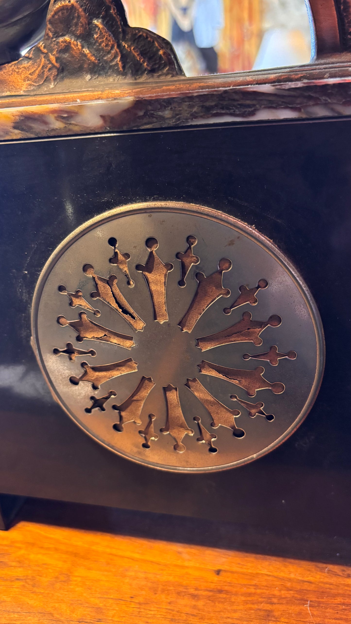 1930s French Art Deco Marble Clock Garniture Set with Patinated Bird Sculptures