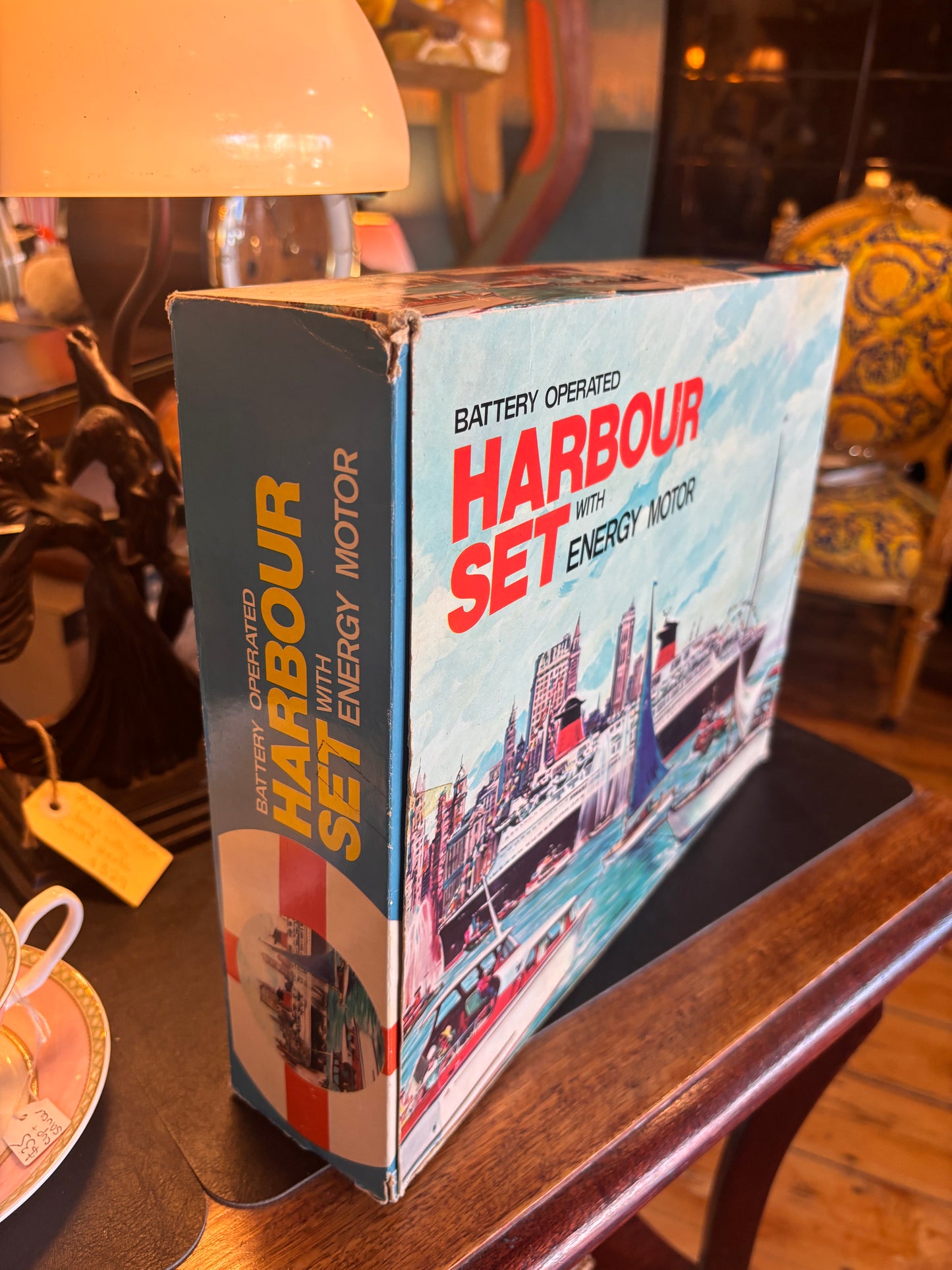Vintage 1960s Battery Operated Harbour Set with Energy Motor – Boxed Hong Kong Toy Boats