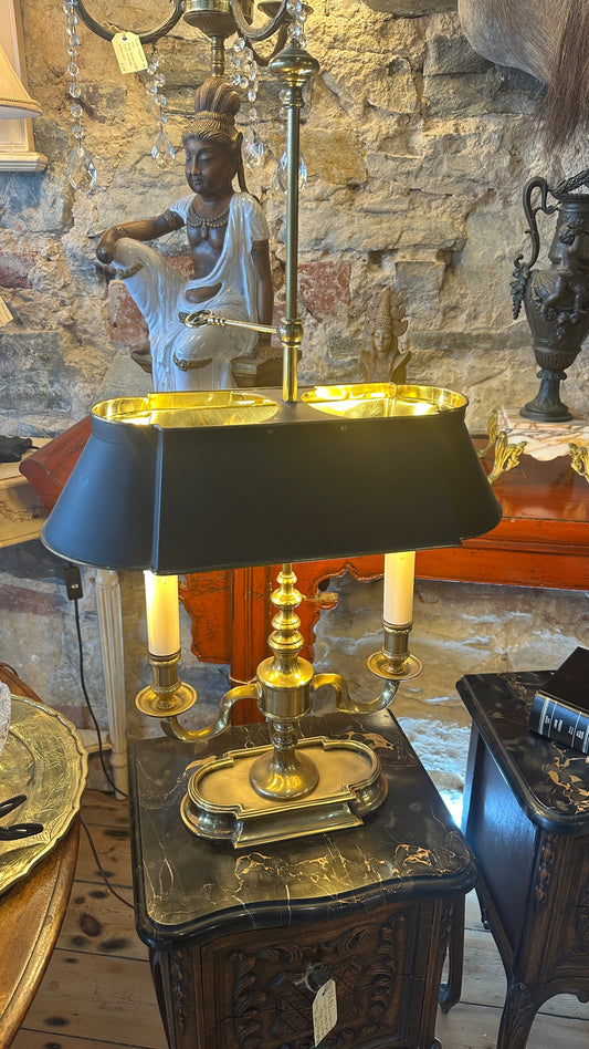 Elegant Brass Bouillotte Lamp with Black Shade