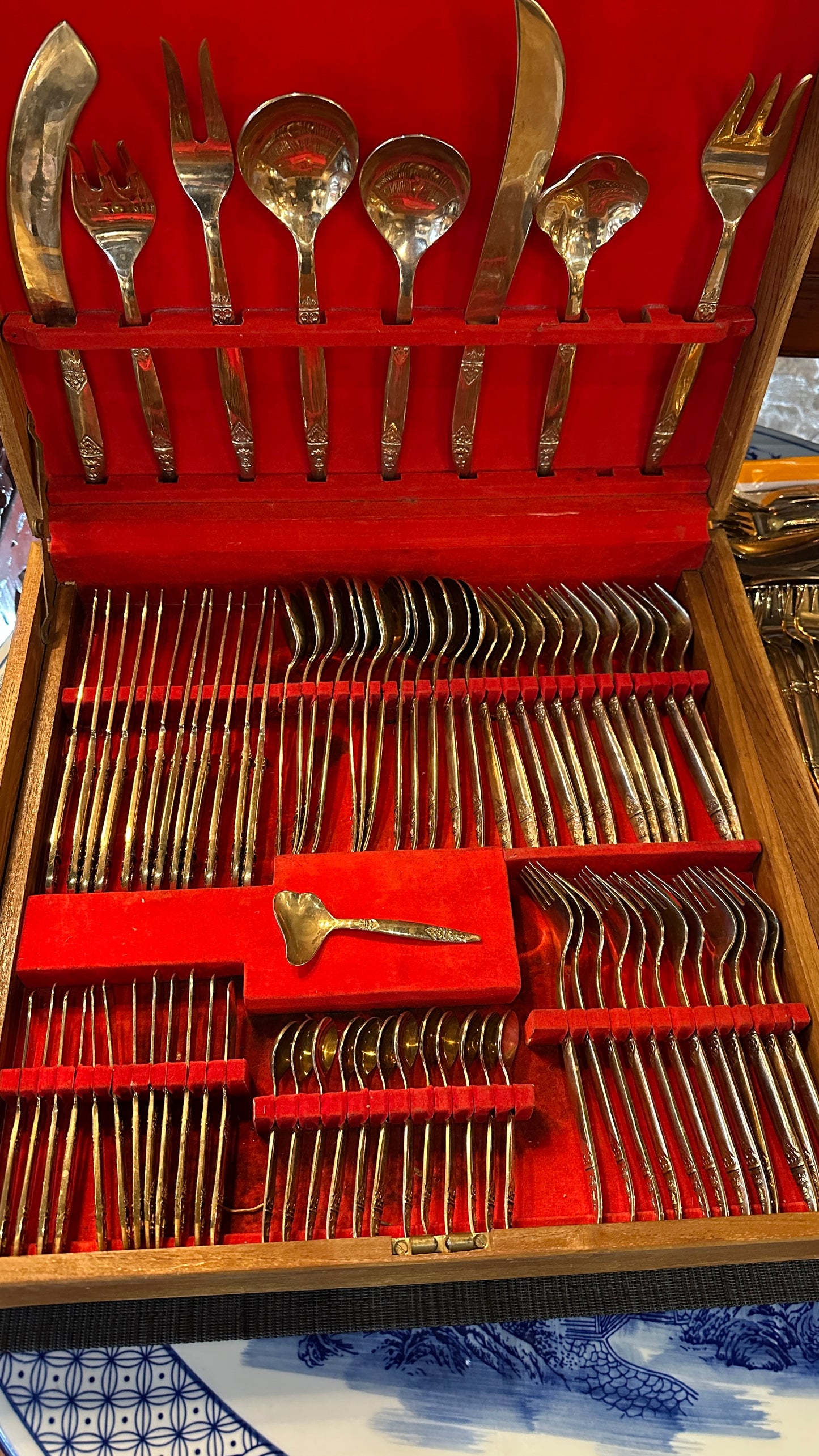 Vintage Solid Nickel-Bronze Thailand Large Expanded Dinner Cutlery Set