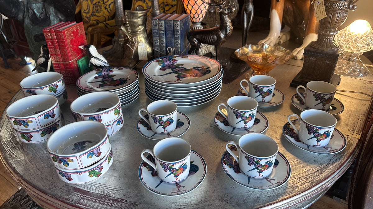 Vintage Georges Briard "Oriental Peacock" Dinnerware Set, Made in Japan