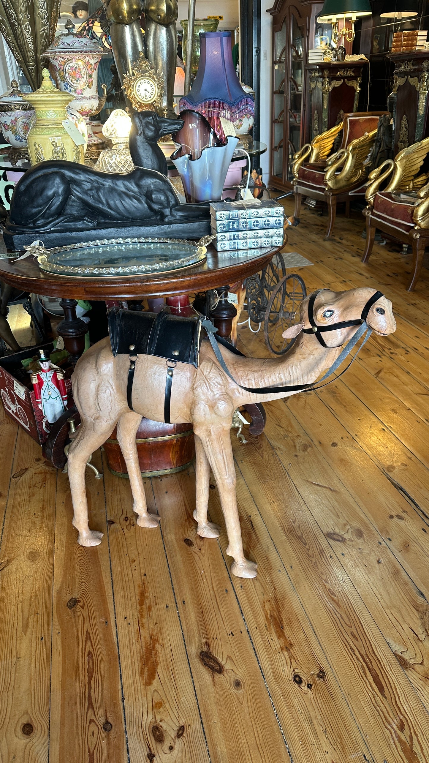 Handcrafted Vintage Leather Camel Statue / Figurine