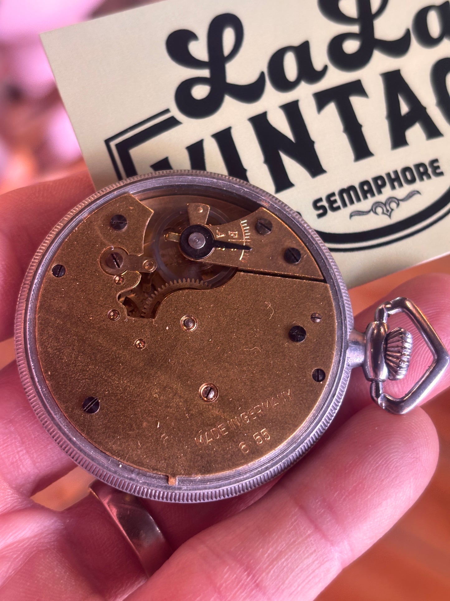 Vintage German Pocket Watch – Luminous Arabic Dial – Sub Seconds – c.1940s–1950s – Made in Germany