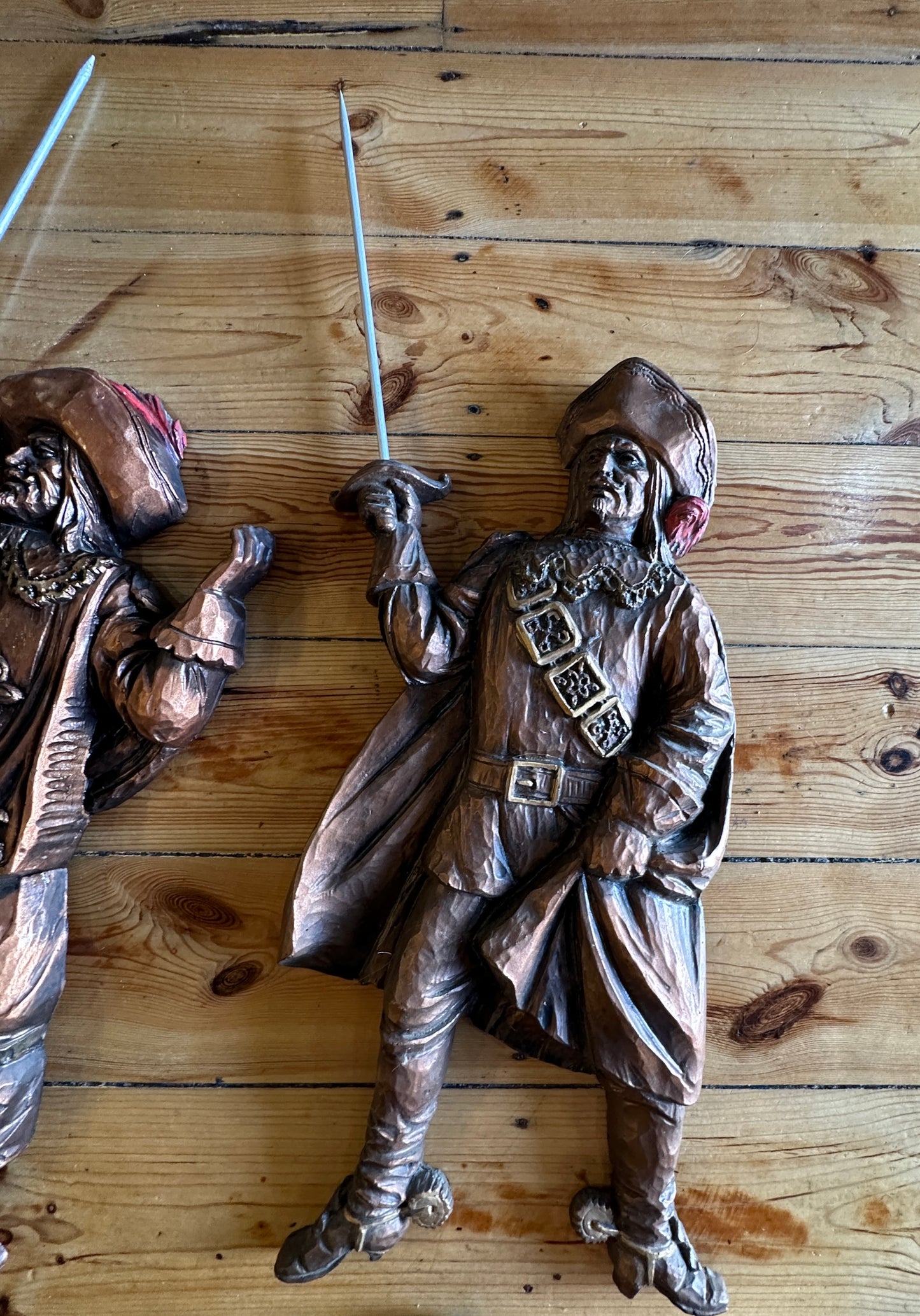 Vintage Three Musketeers, solid plaster 3D wall hangings