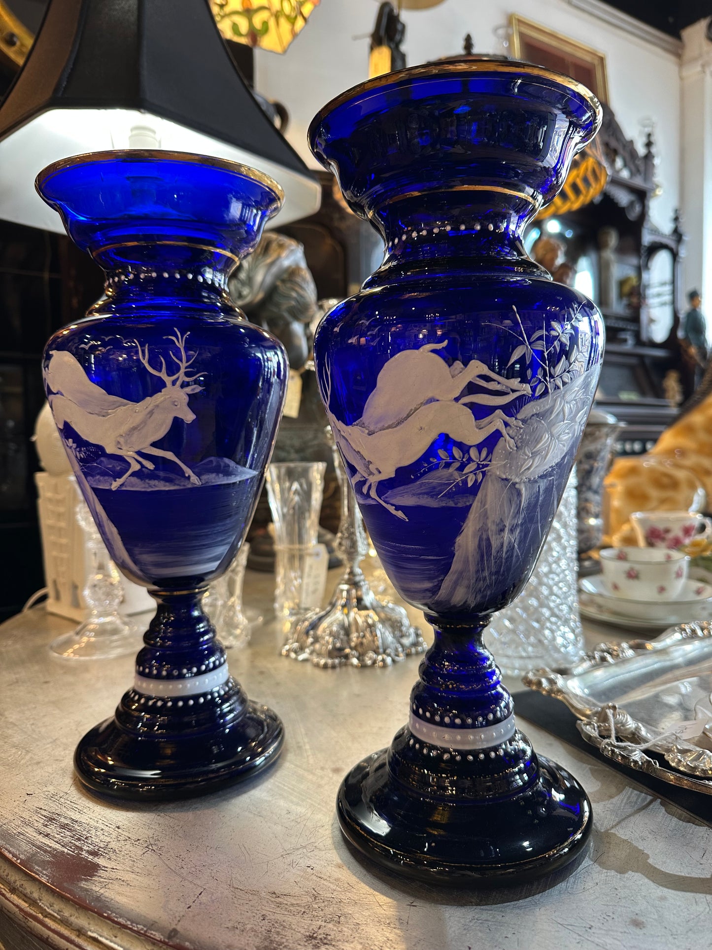 Antique Mary Gregory Vases (PAIR)