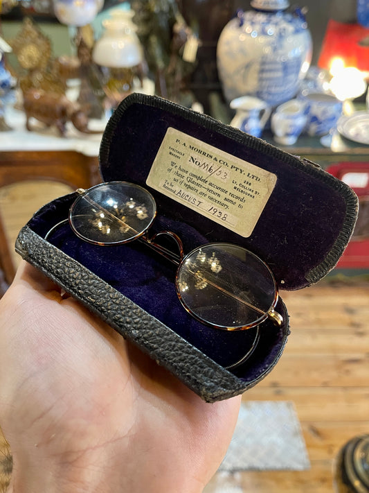 Antique Wire-Rimmed Glasses with Case c.1938 - Melbourne