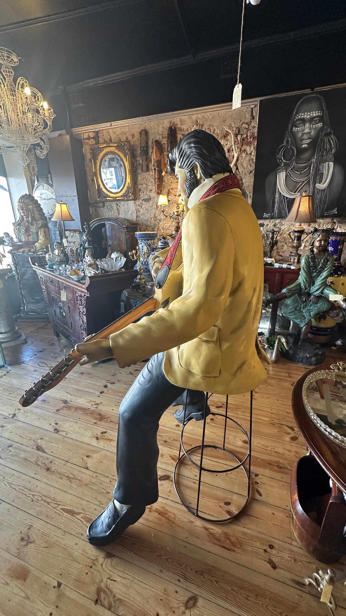 Life-Size Elvis Presley Fibreglass Statue – Seated with Guitar