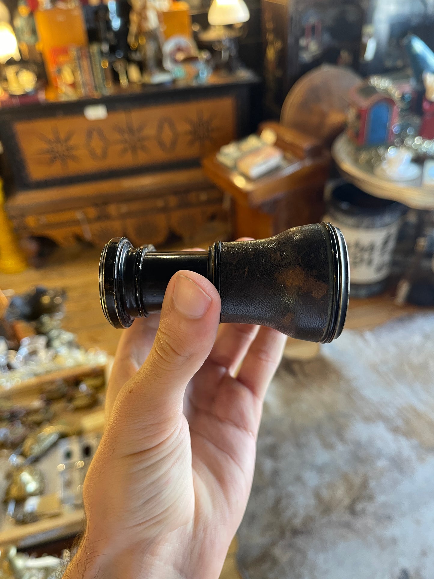 Antique Black Opera Glasses Binoculars with Leather Case – Circa 1900