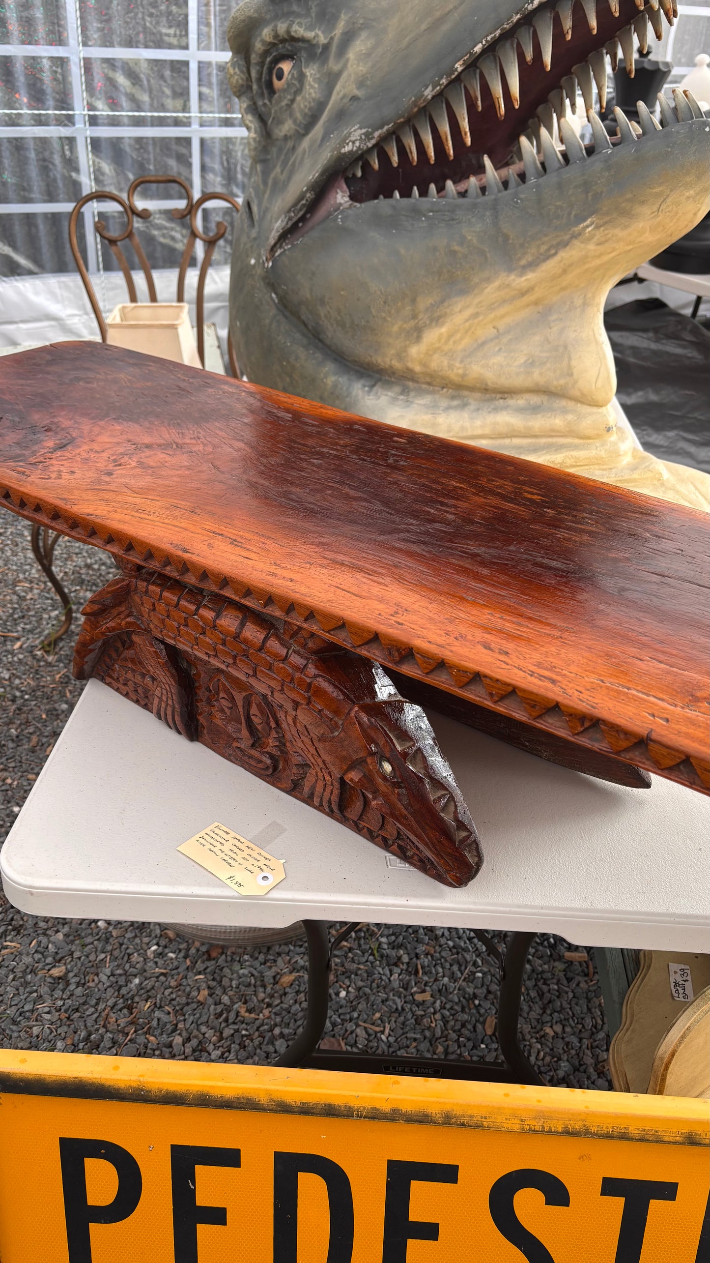 Vintage Papua New Guinea Crocodile Carved Coffee Table – Handcrafted Tribal Art