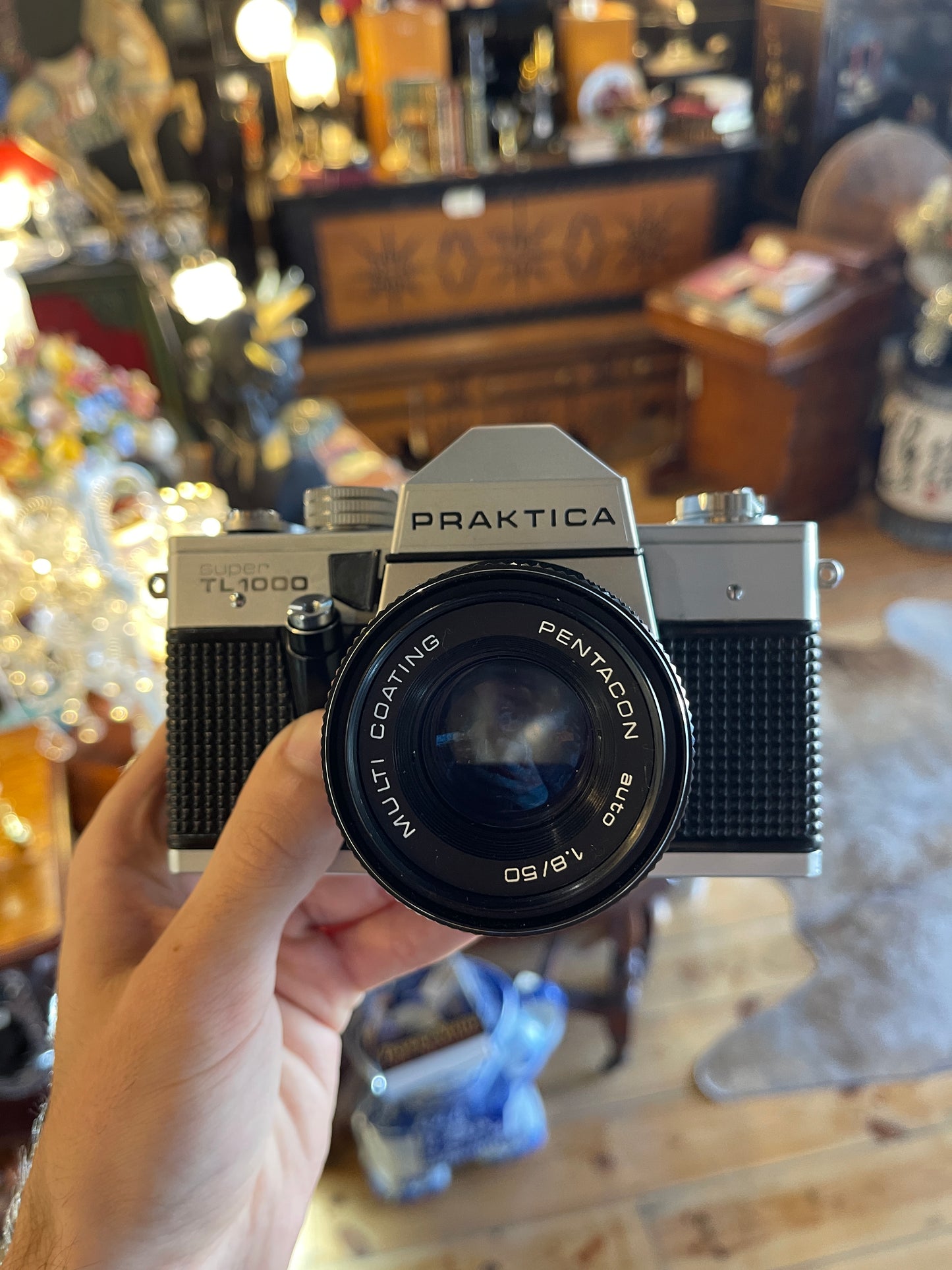 Pristine Praktica Super TL1000 SLR Film Camera with Pentacon 50mm f/1.8 Lens & Leather Case