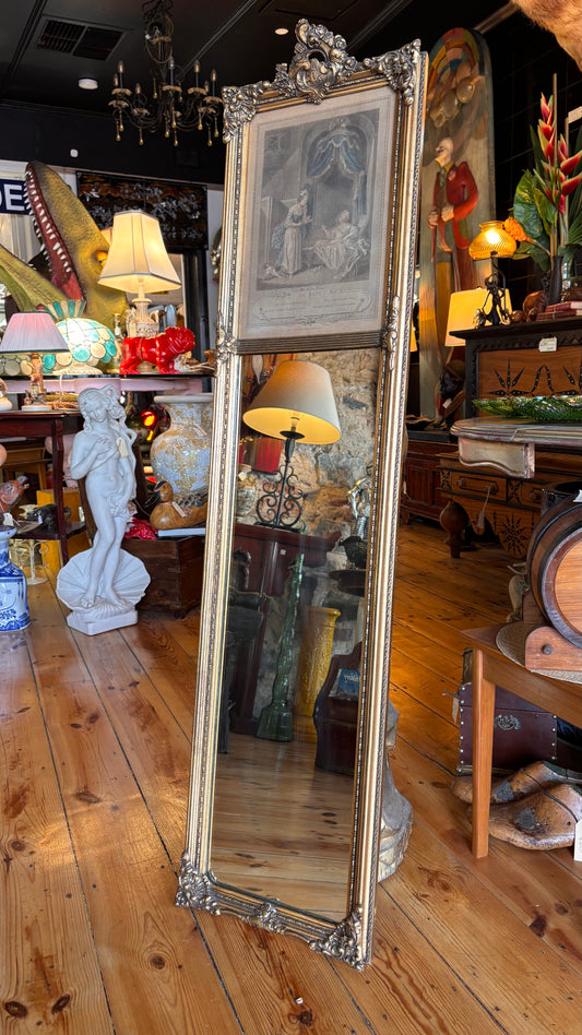 French Gilt Pier Mirror with Engraving – “Le Bain” (Antique c1890)