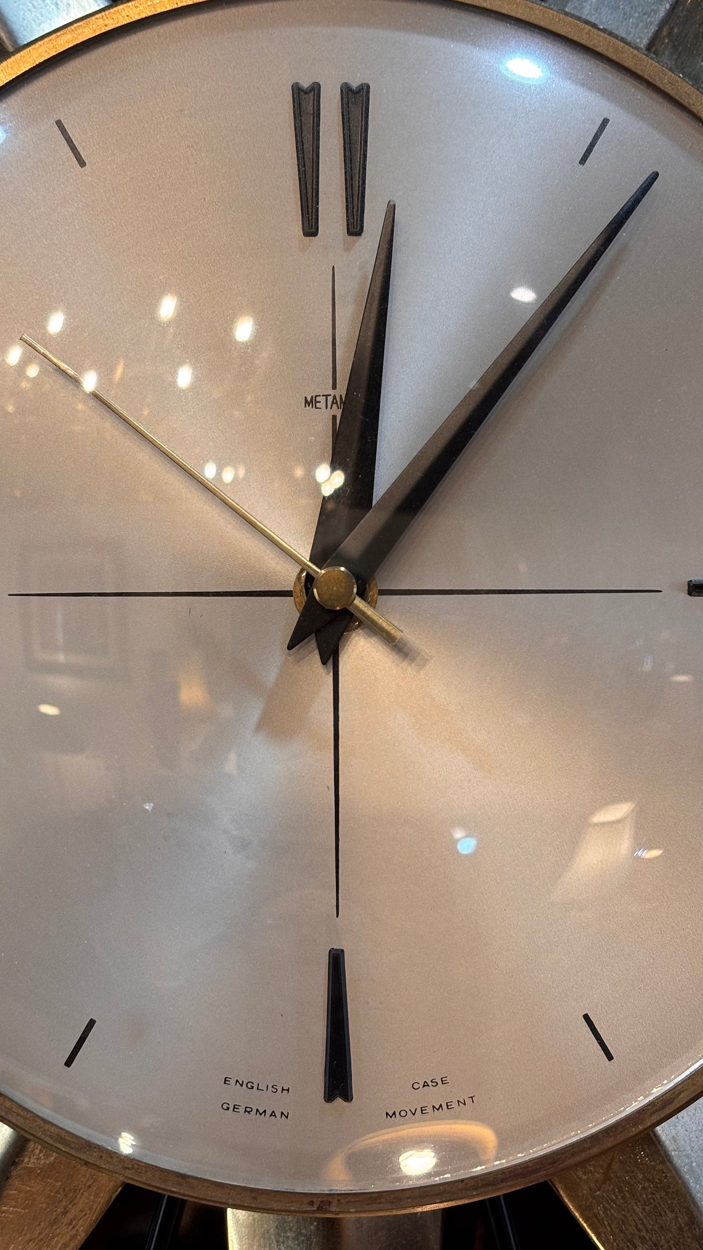 Vintage 1960s Metamec Starburst Wall Clock – Working Mid-Century Nickel & Black Design (60cm)