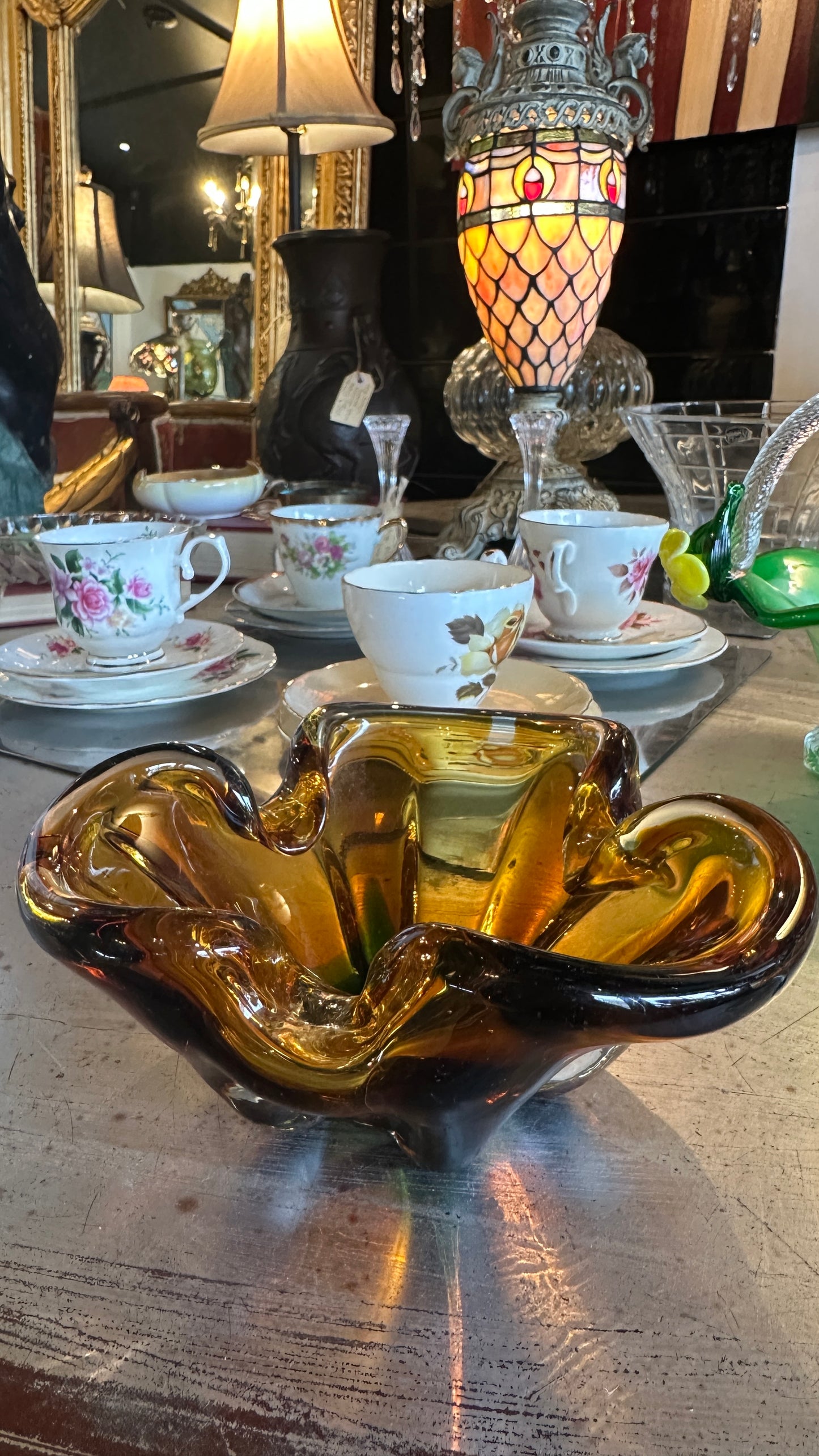 Vintage Art glass bowl Murano Style 1970s
