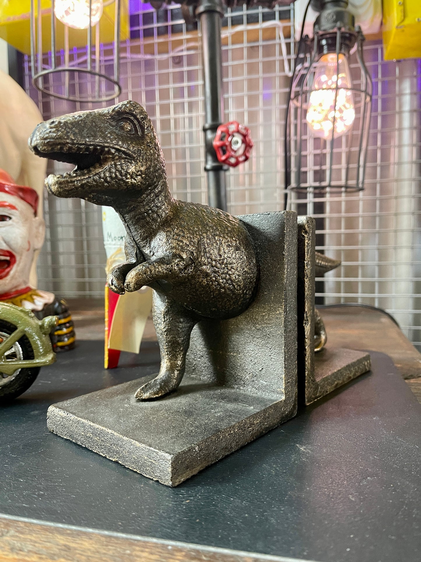 Cast Iron Dinosaur Bookends