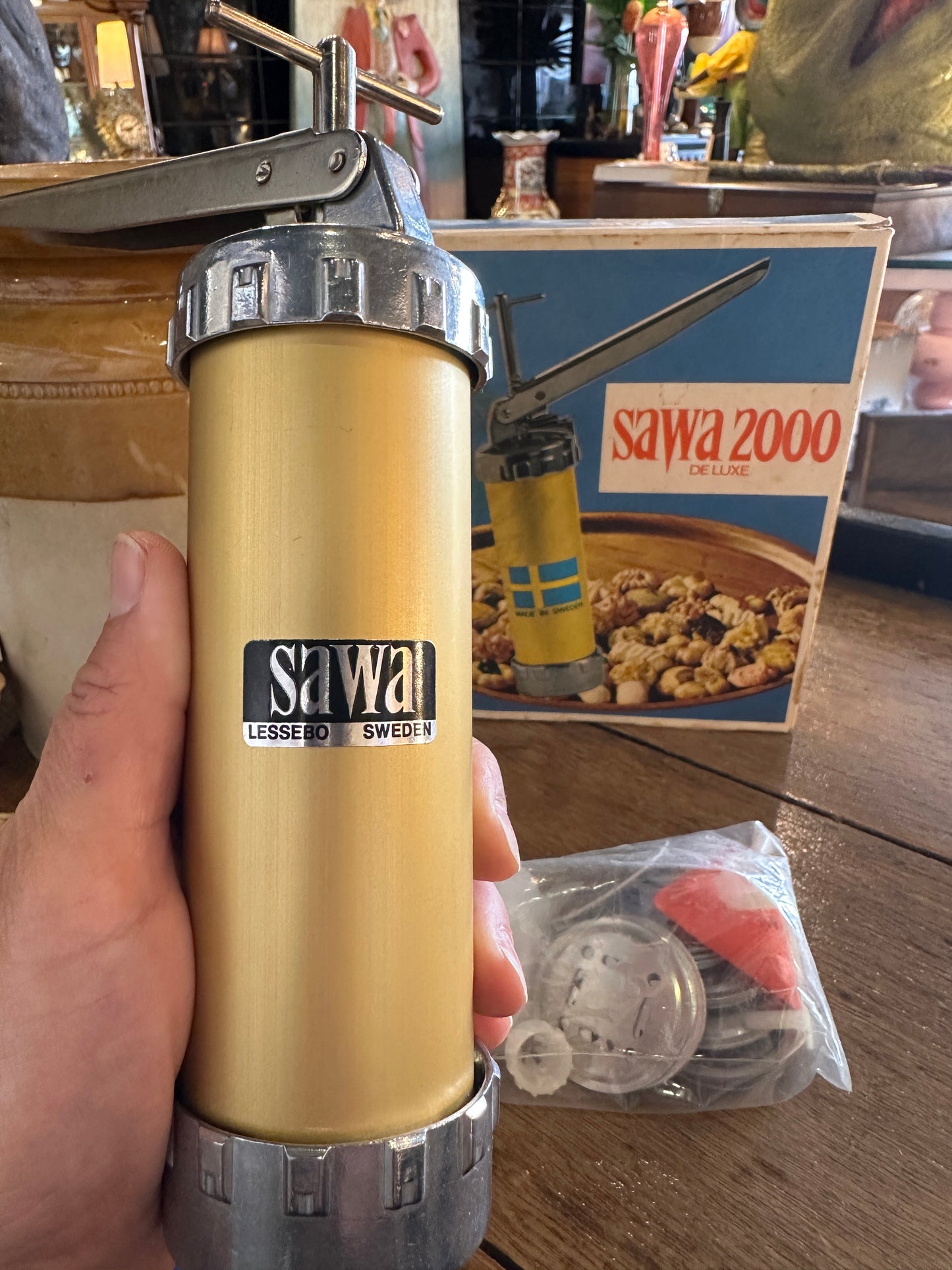 Vintage Sawa 2000 Deluxe Cookie Press Made in Sweden Complete Set 16 Patterns GC