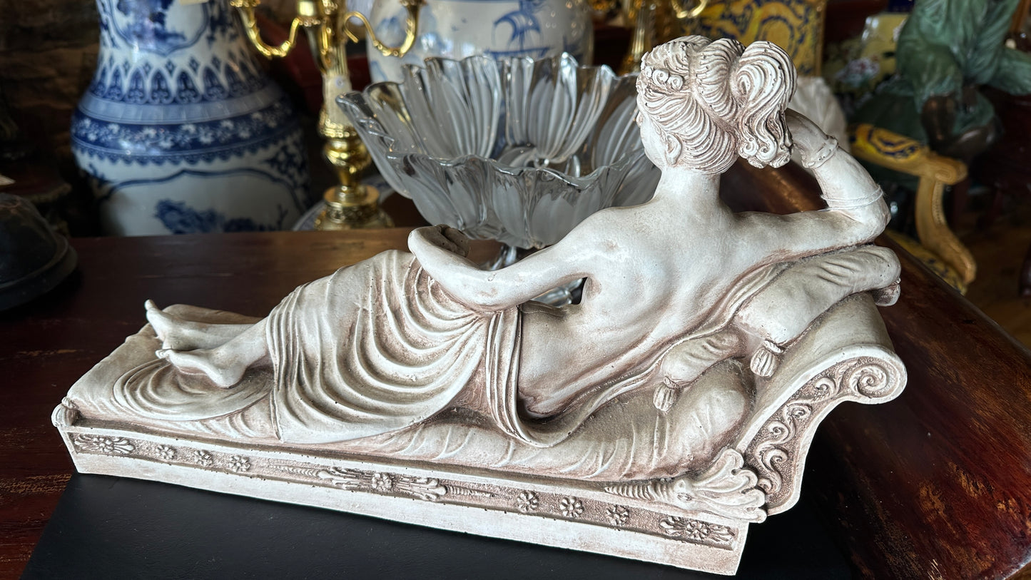 Neoclassical Reclining Classical Female Figure /Goddess Sculpture