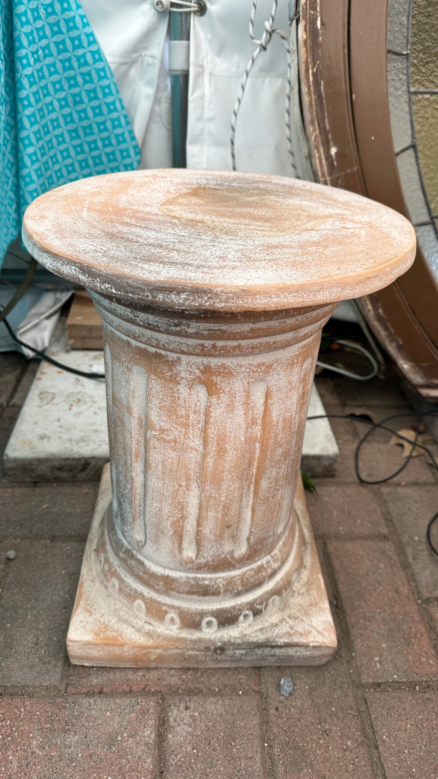 Two piece - Classical terracotta pedestal and pot planter, 4 sets available