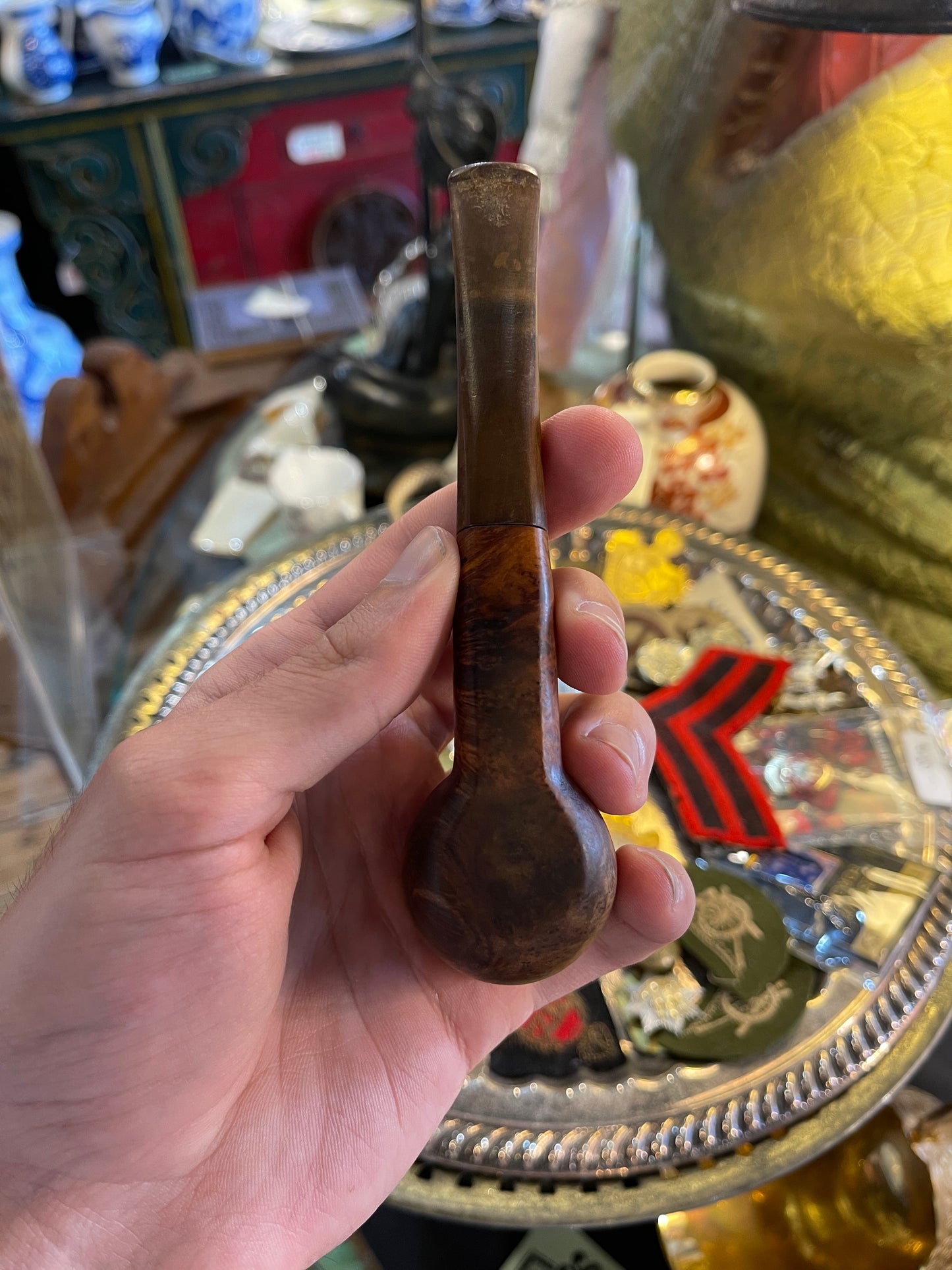 Vintage Unmarked Wooden Smoking Pipe – Classic Briar Design